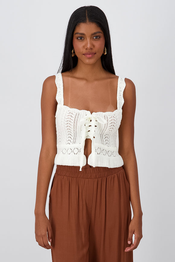 Top tejido tirantes detalle moño