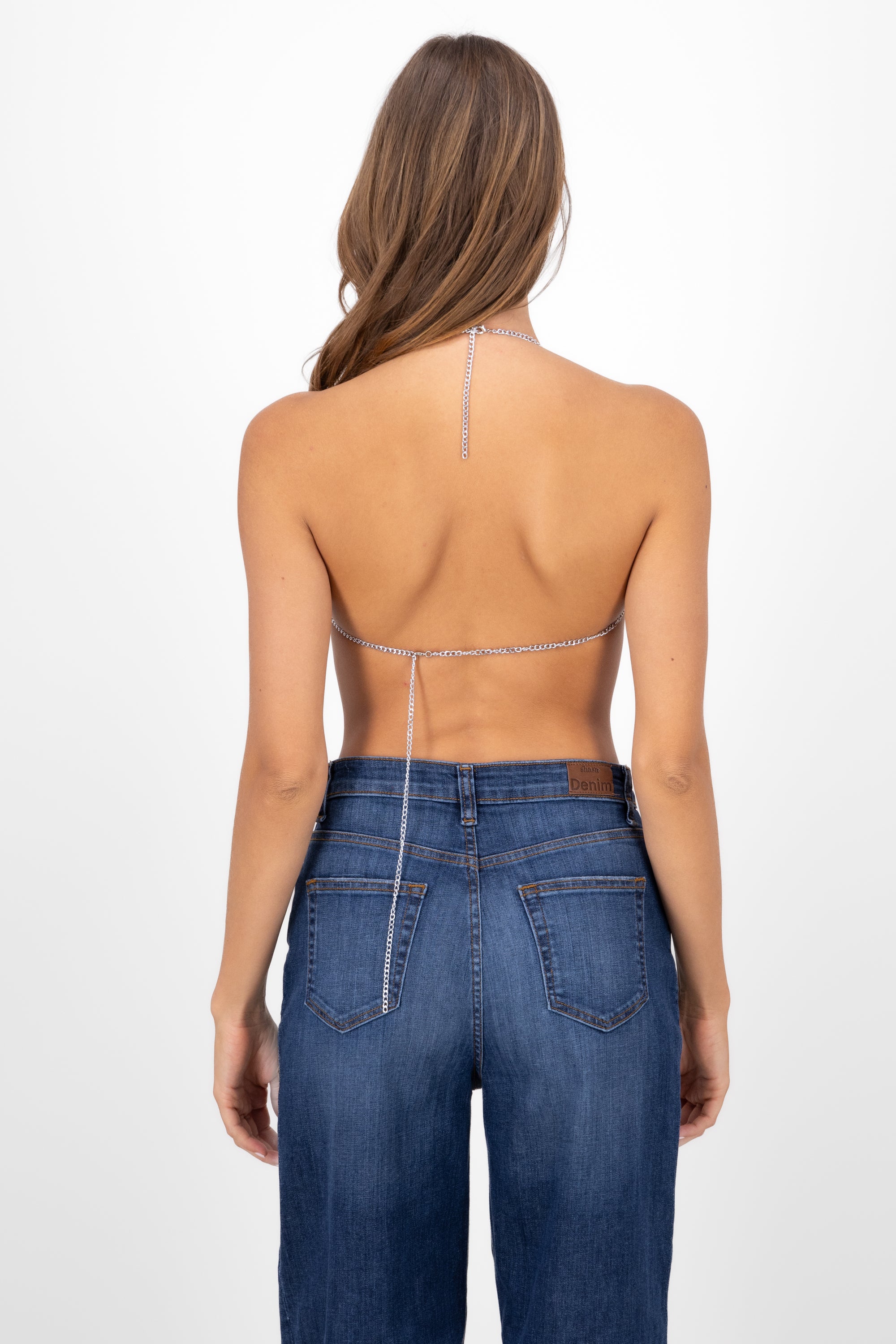 Top Halter Brillos Detalle Cadenas