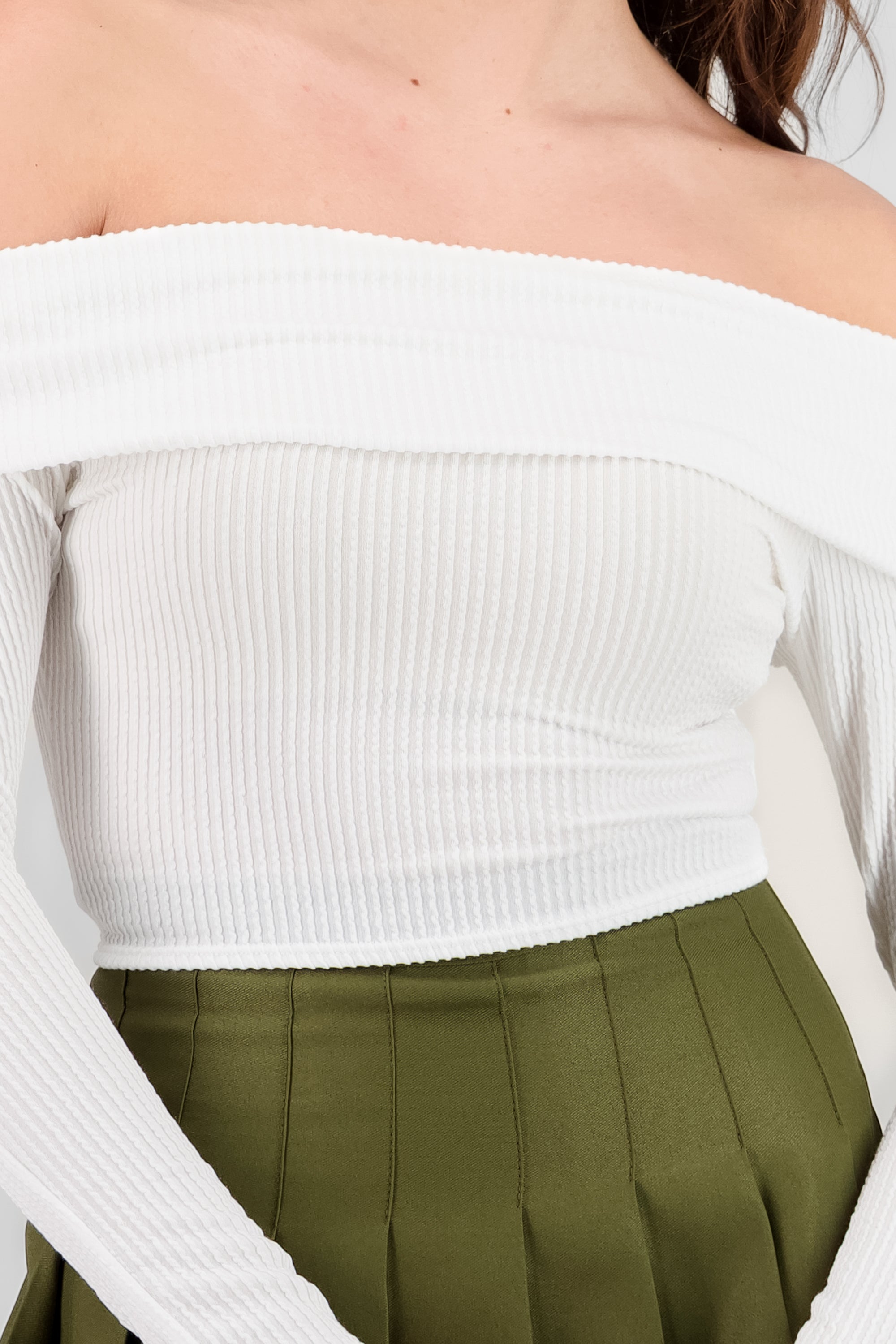 Top Sin Hombros Textura Rib