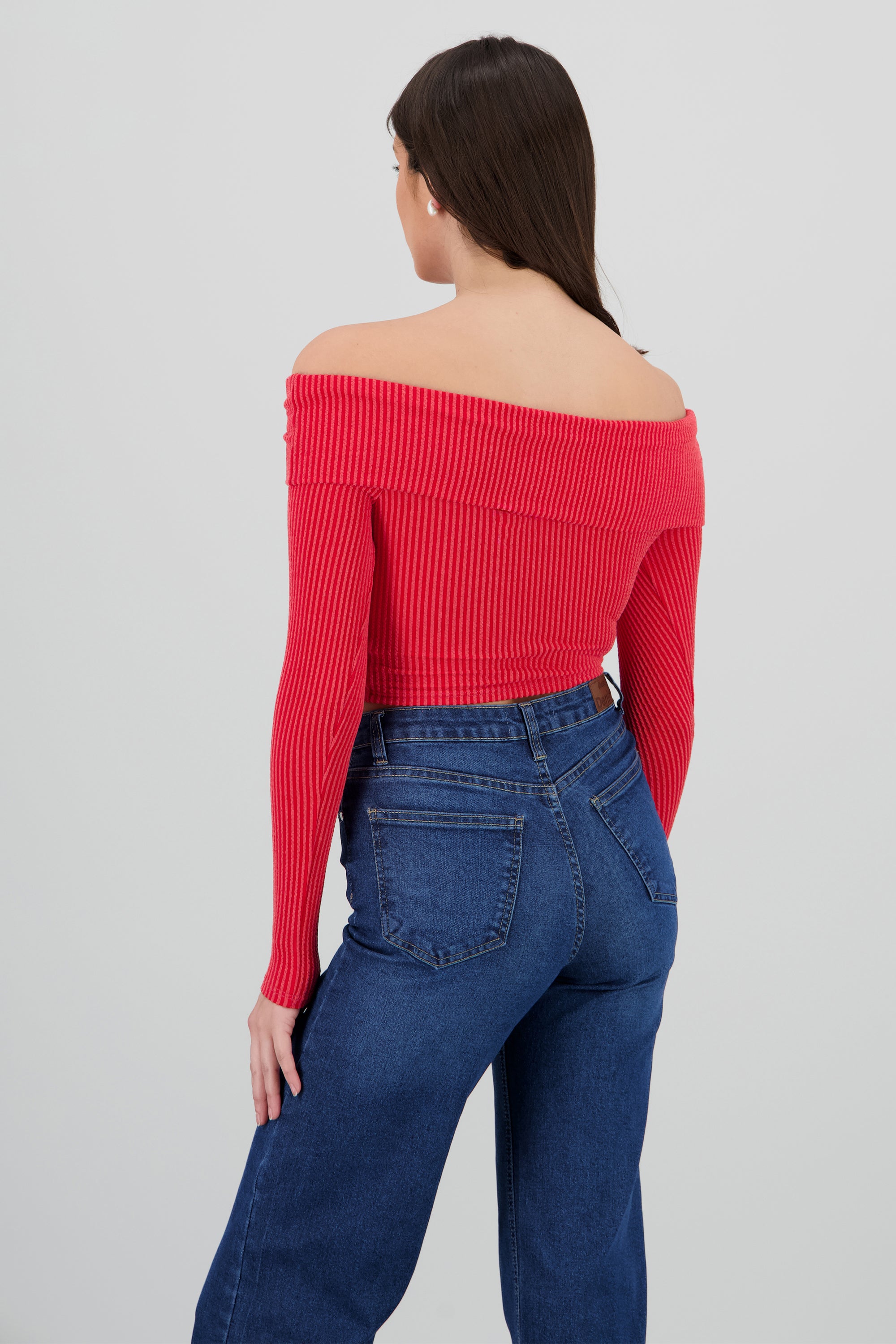 Top Sin Hombros Textura Rib