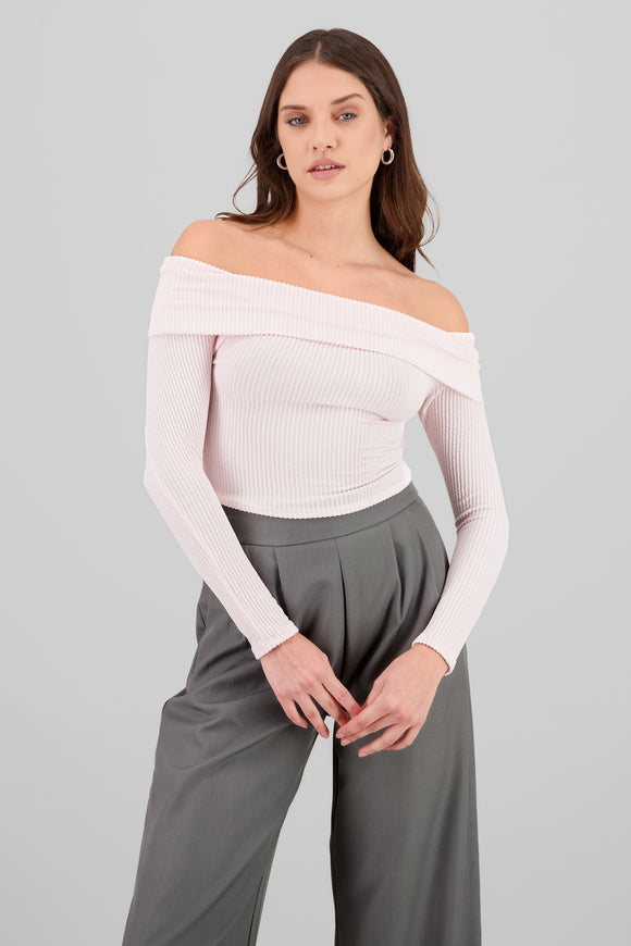 Top Sin Hombros Textura Rib
