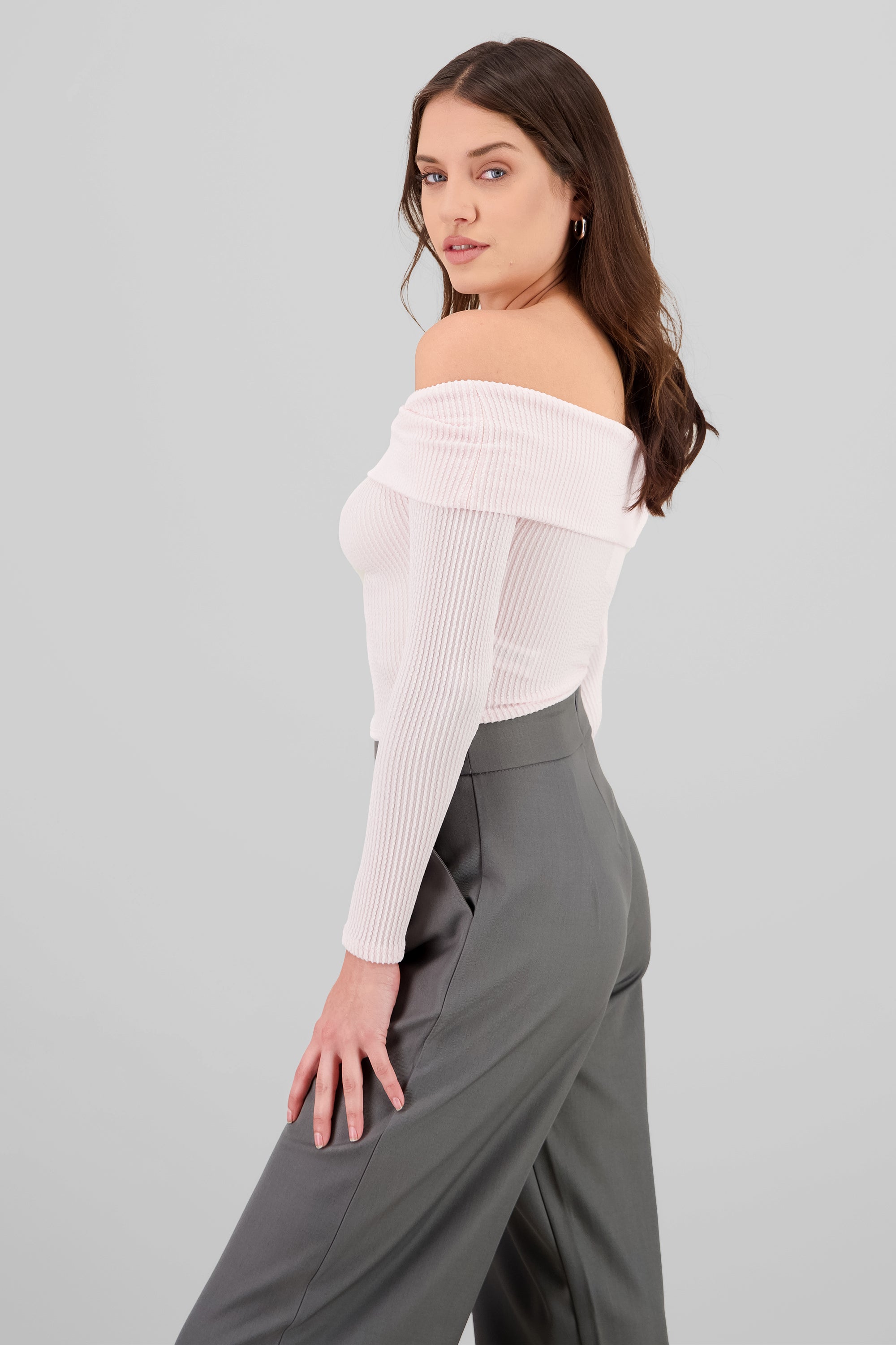 Top Sin Hombros Textura Rib