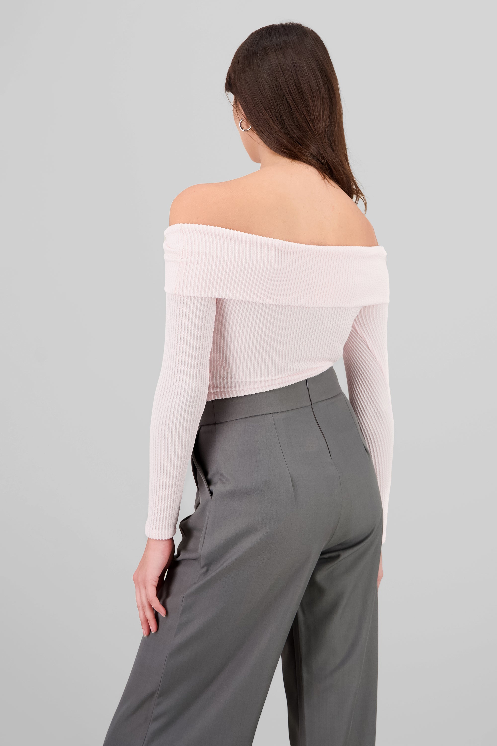 Top Sin Hombros Textura Rib