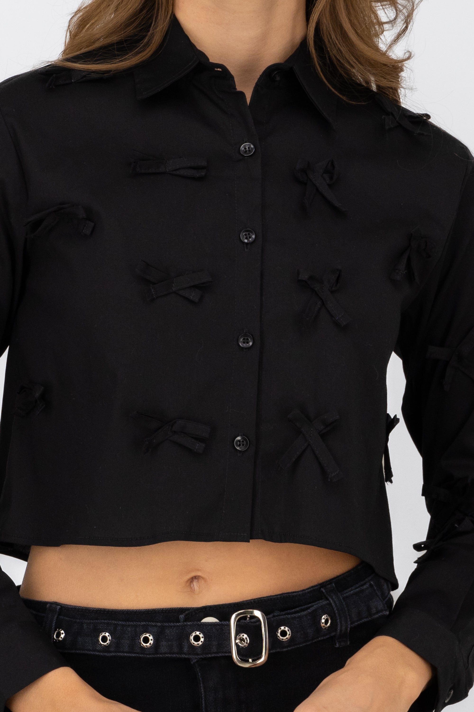 Camisa crop detalle moños