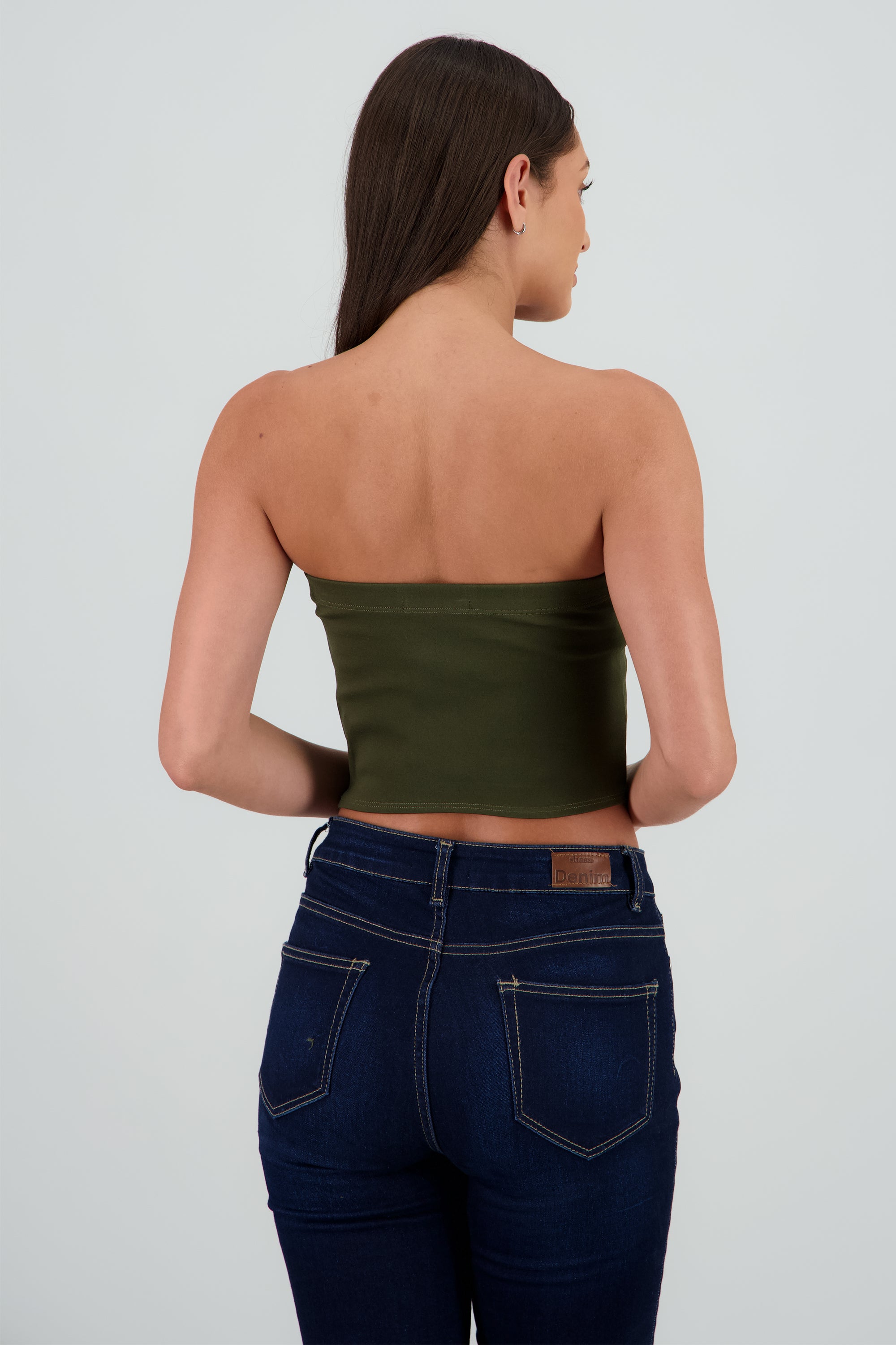 Top strapless detalle moños