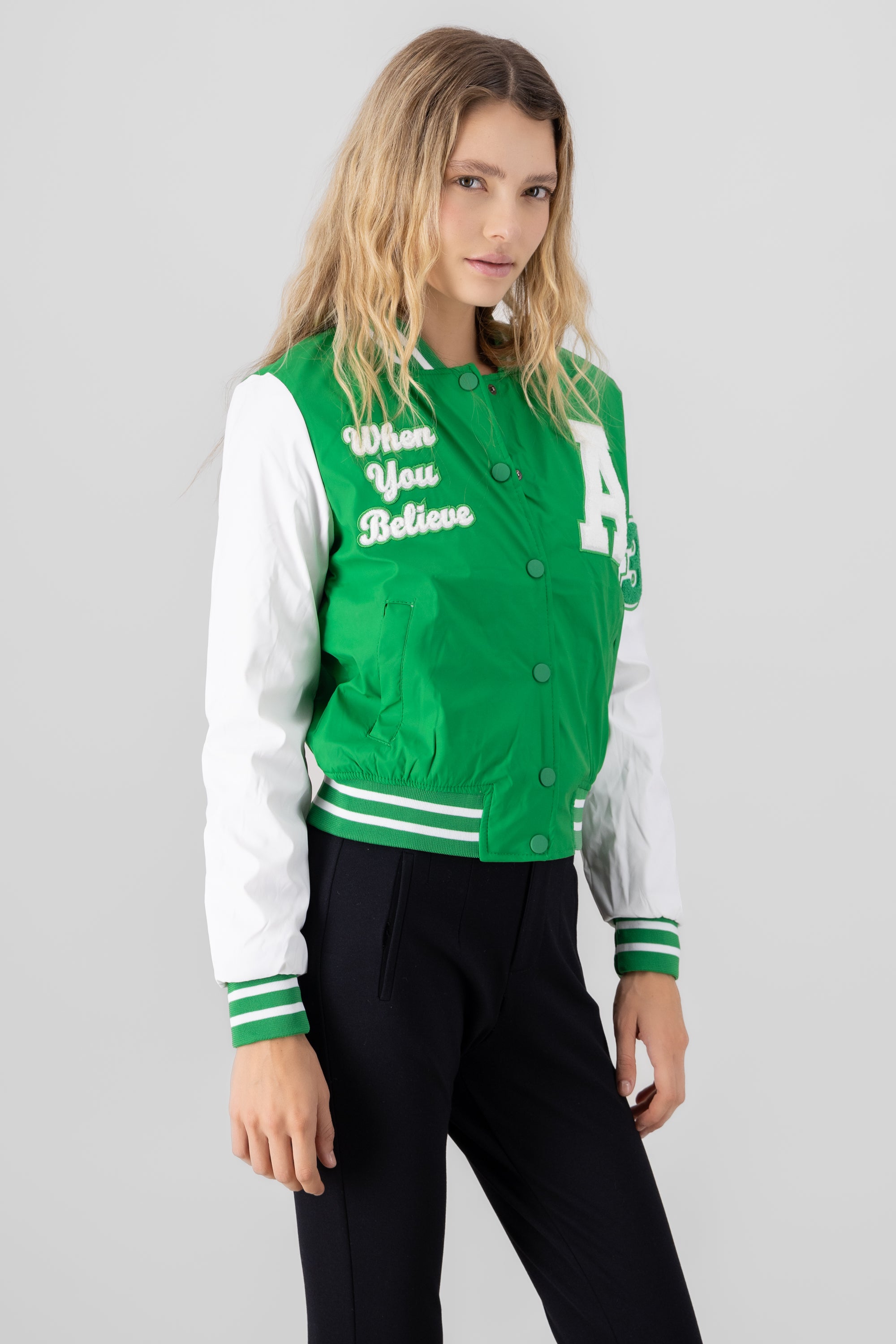Bomber letras manga larga