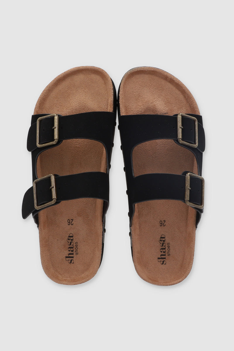 BOSANOVA Sandalias Planas Para Mujer Con Dos Tiras Con Hebillas