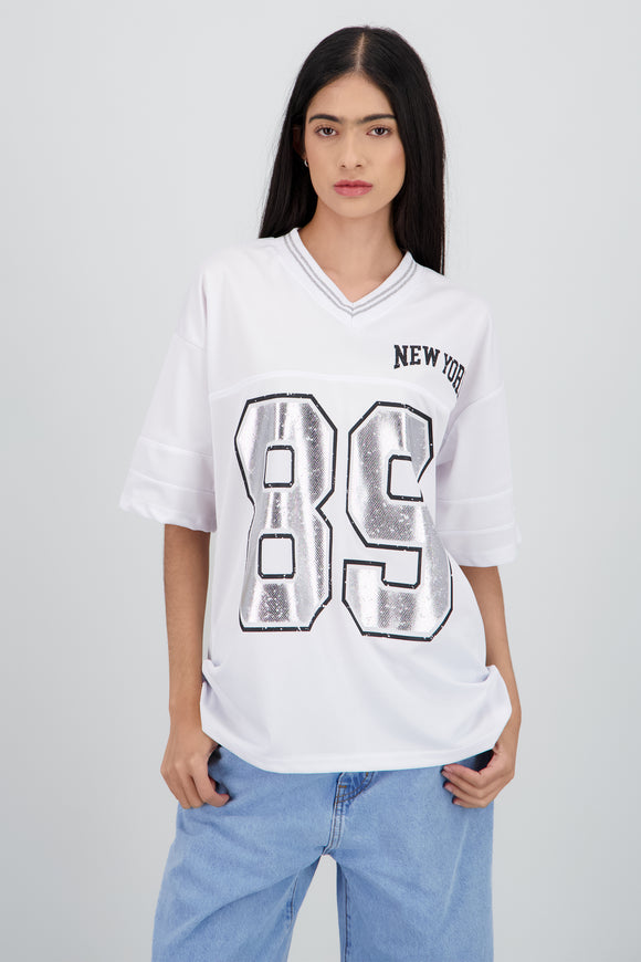 Playera oversize estampado numero