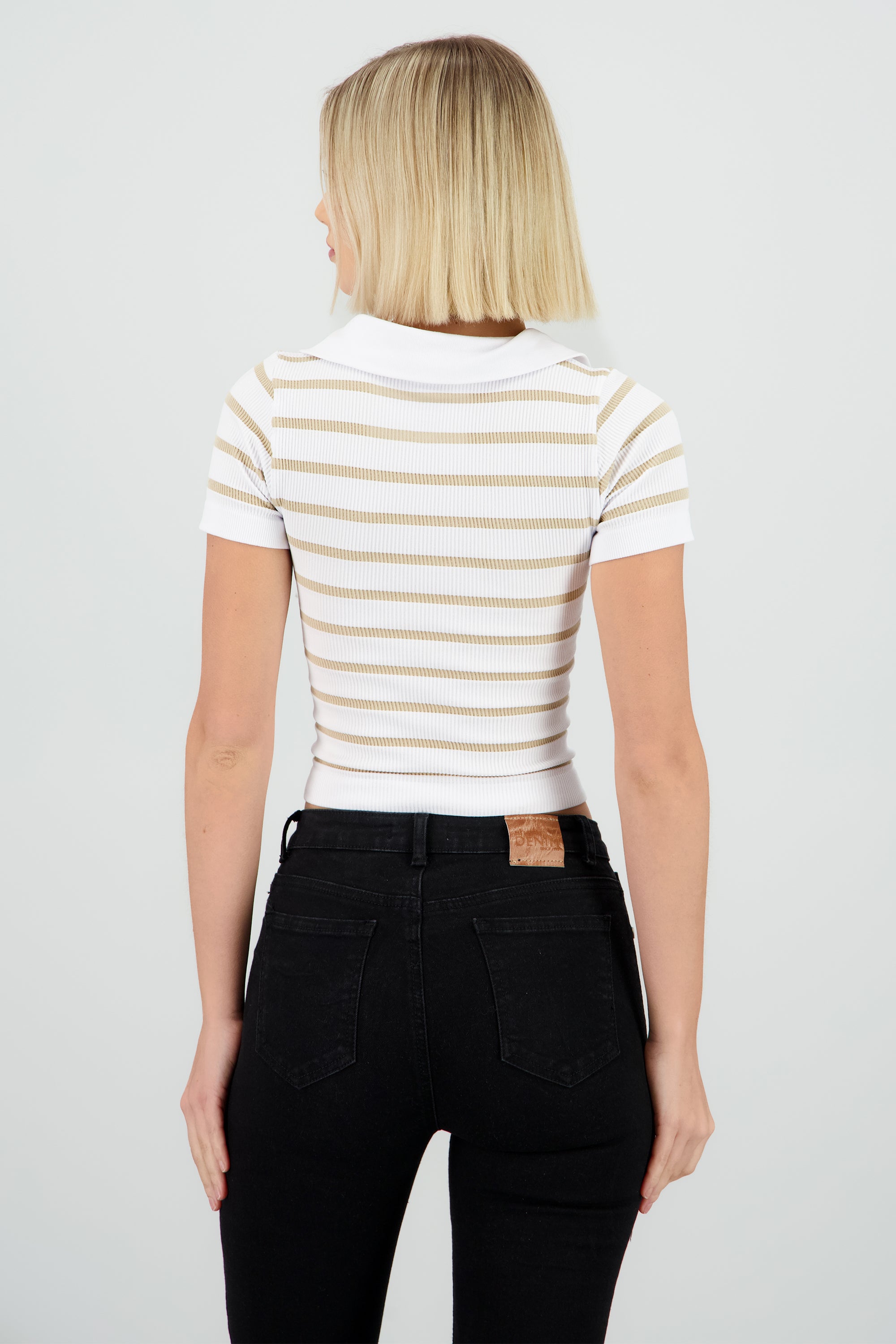 Top seamless rayas cuello polo