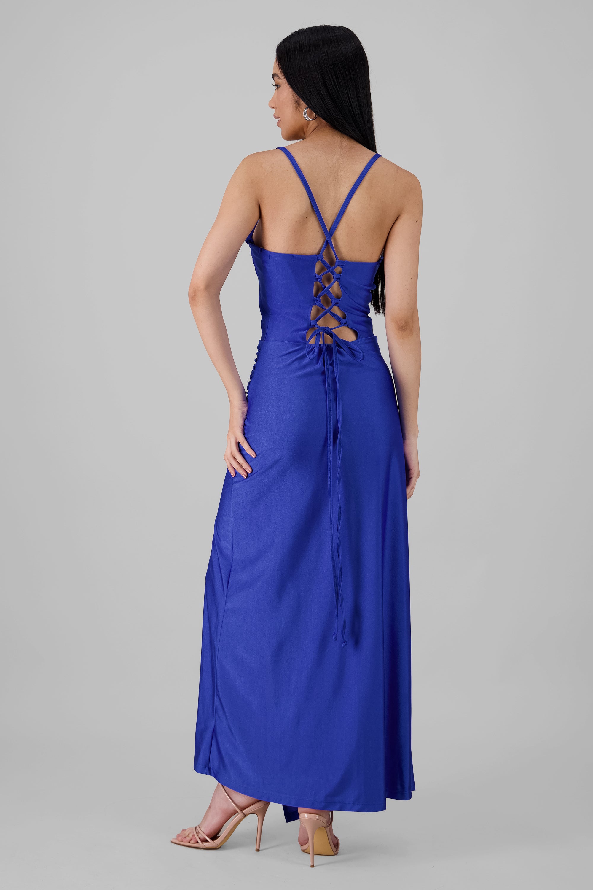 Vestido maxi tirantes drapeado
