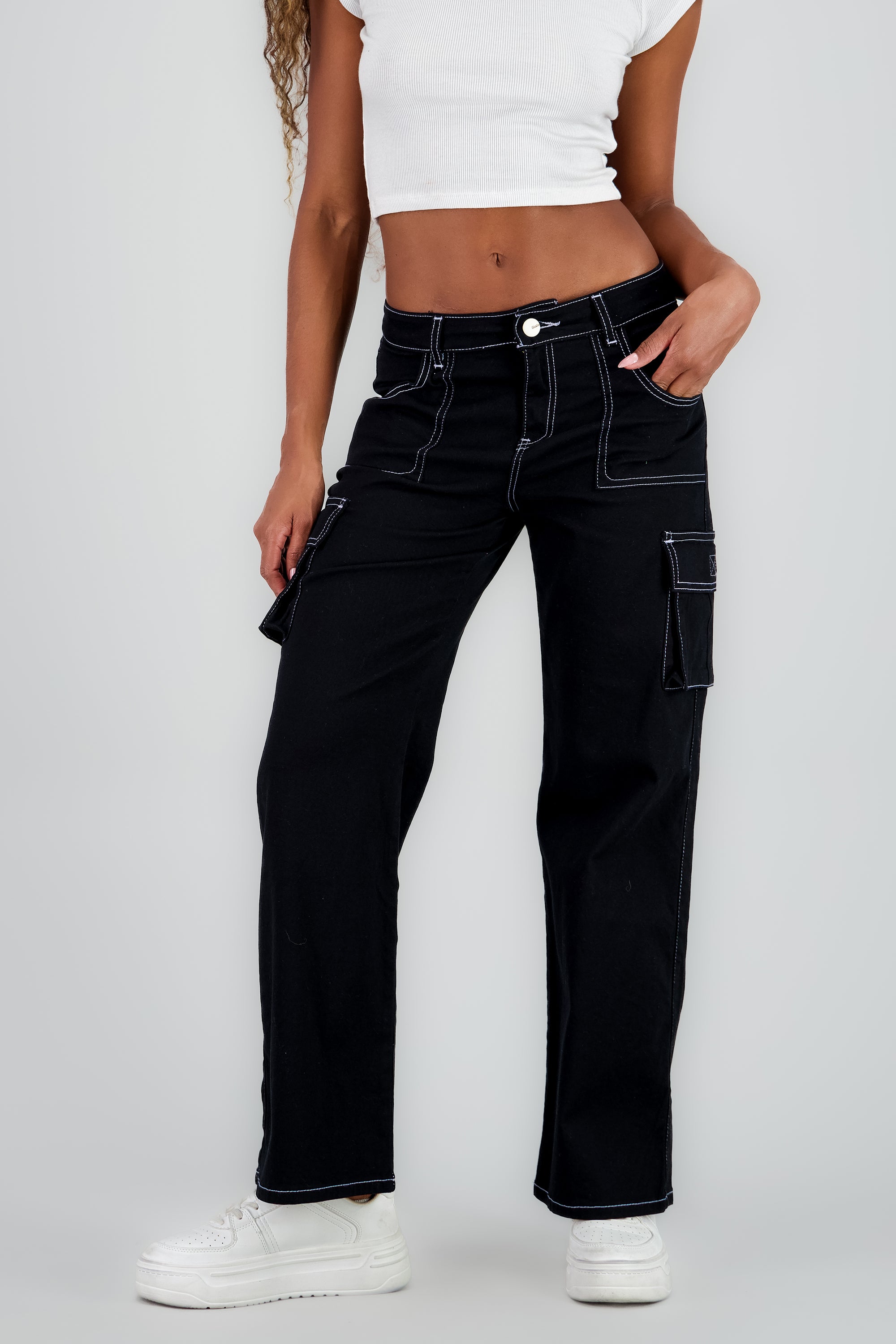 Jeans cargo wide leg lisos