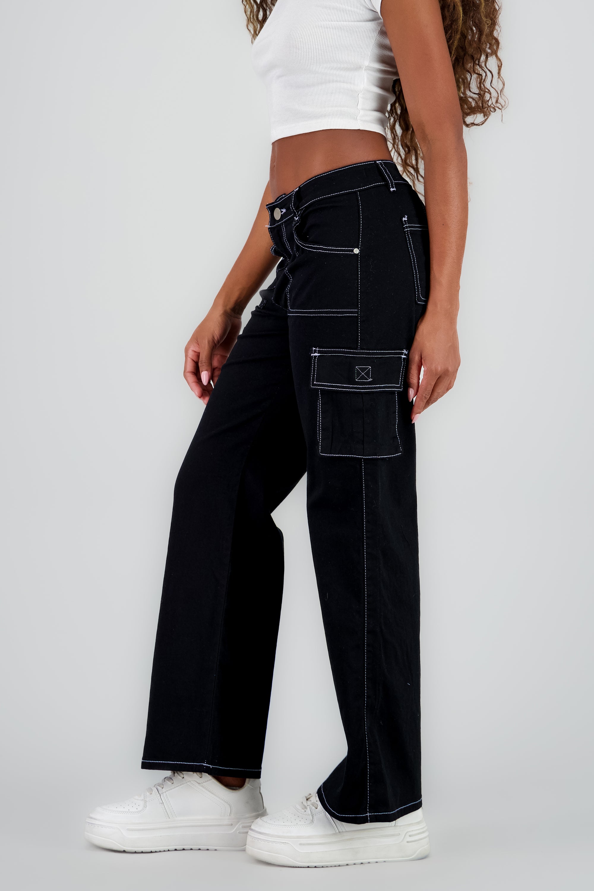 Jeans cargo wide leg lisos
