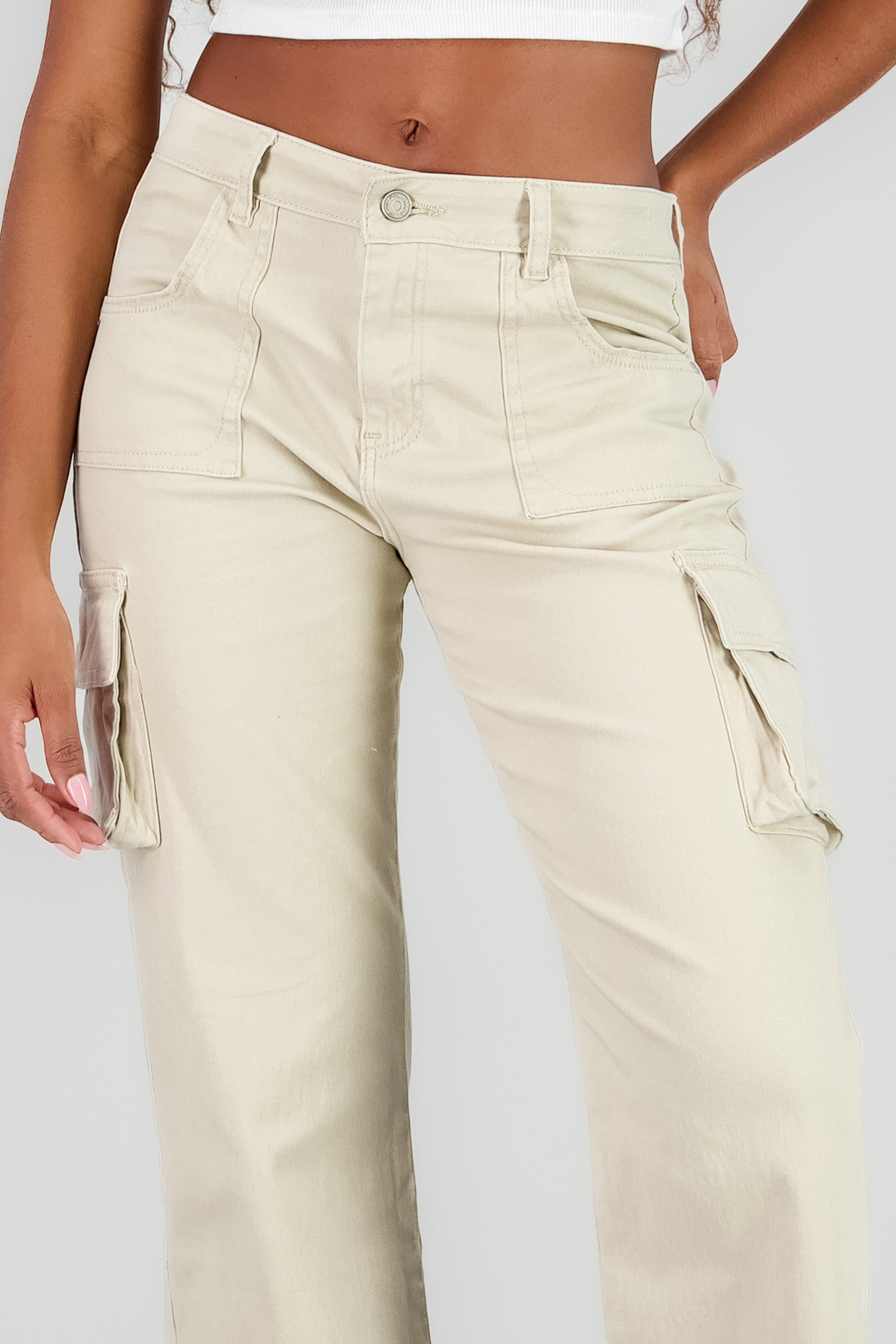 Jeans cargo straight monocolor