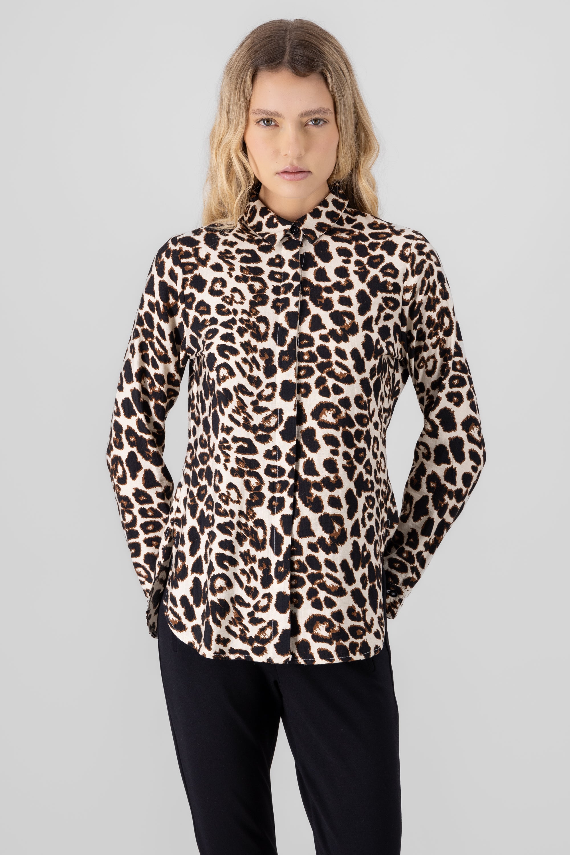 H&m Camisa Mujer Leopardo Blusa Camisa Animal Print H&m
