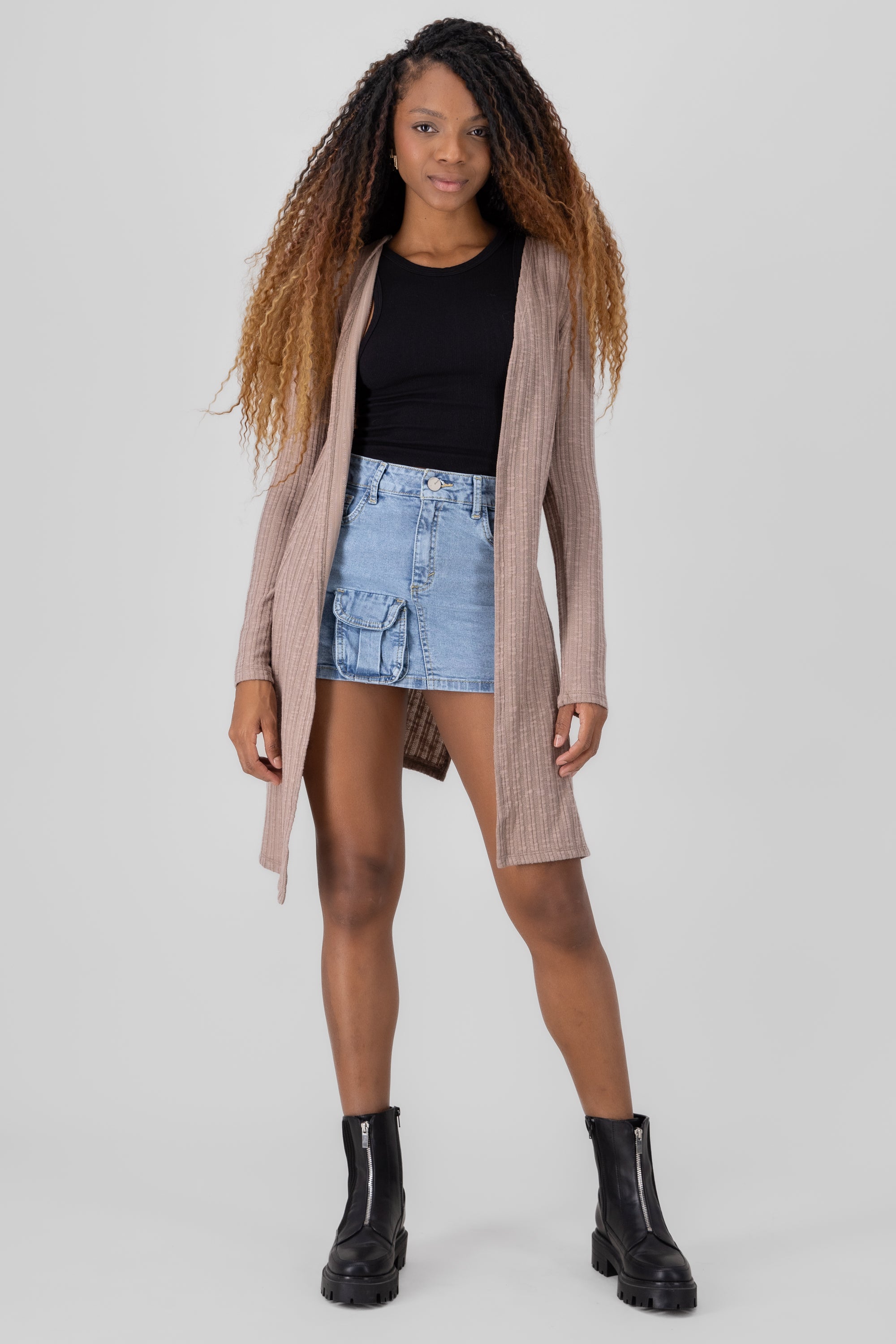 Chaleco Tejido Outfit Chaleco Gris Largo Mujer Cardigan Largo