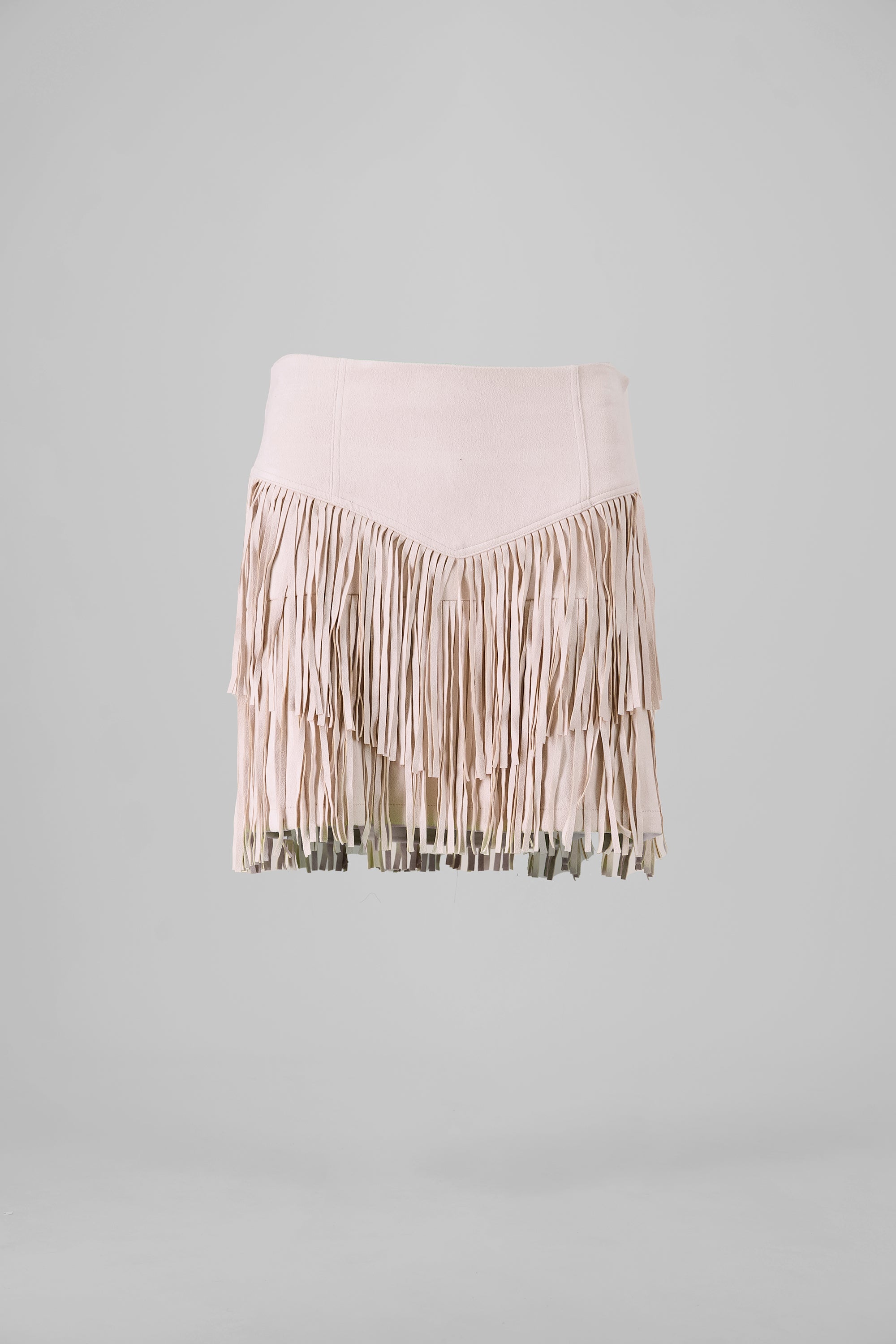 Falda mini gamuza detalle flecos