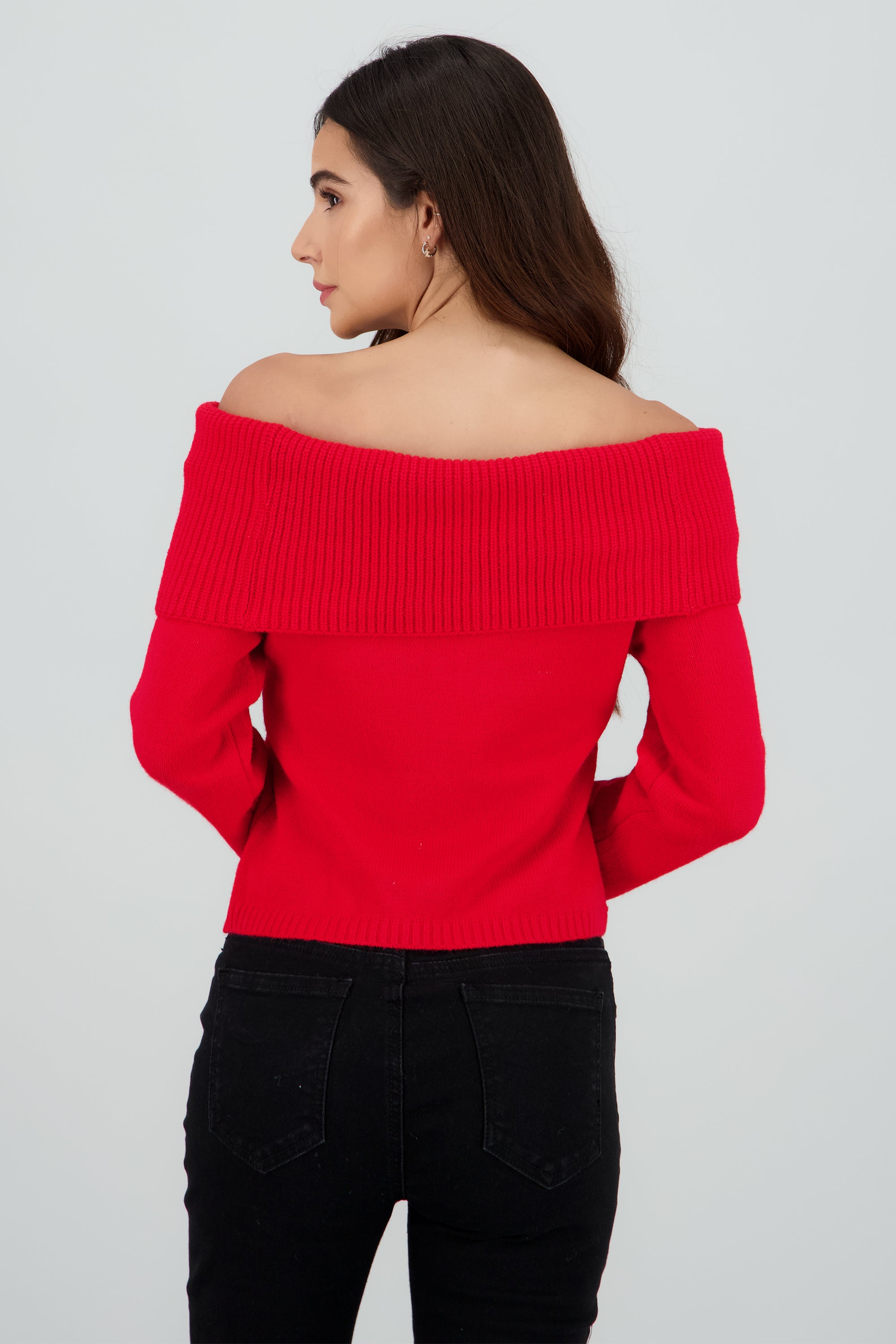 Sueter off shoulder tejido liso