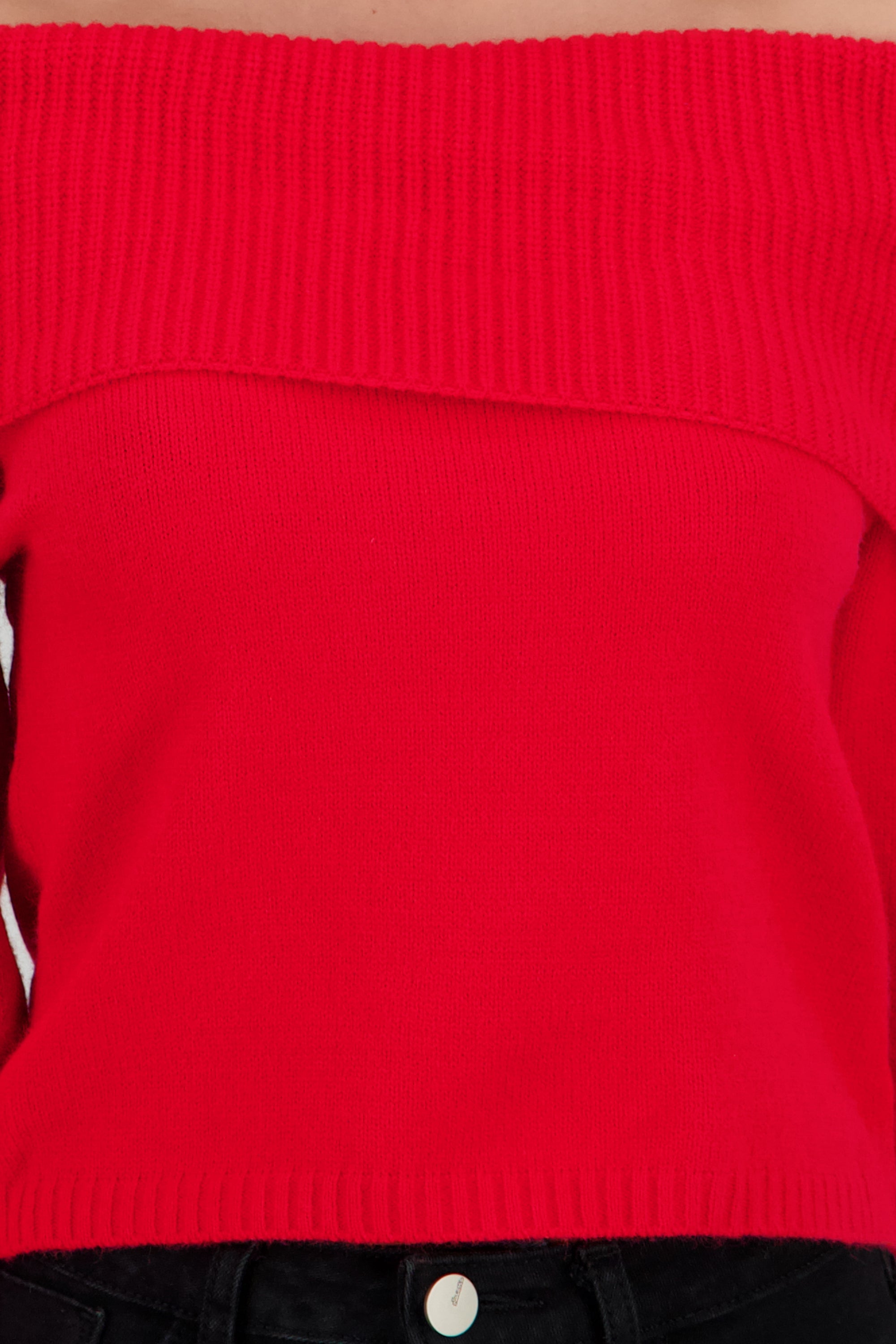 Sueter off shoulder tejido liso