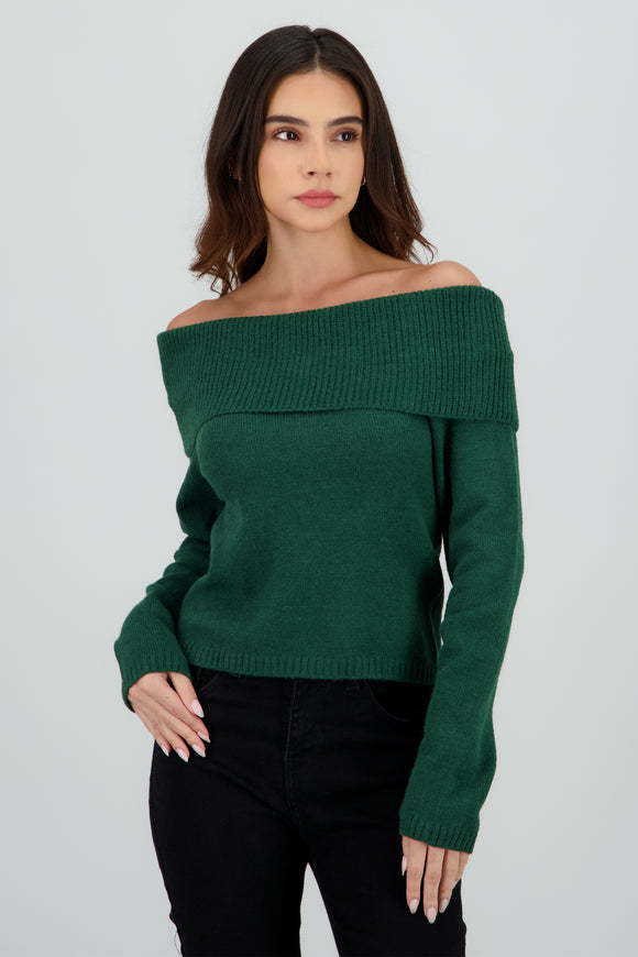 Sueter off shoulder tejido liso