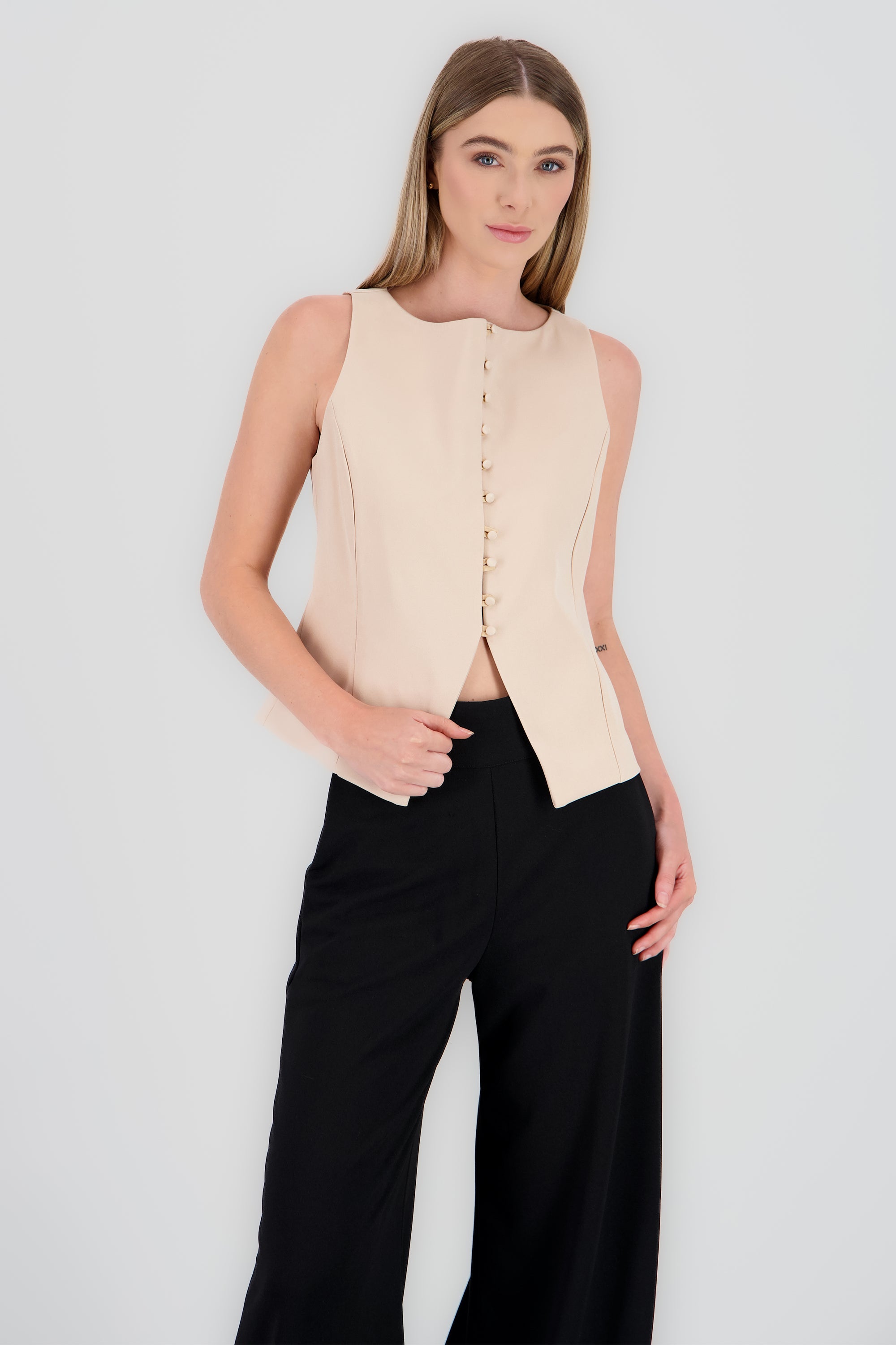 Chaleco sastre con botones chicos Hypsters BEIGE