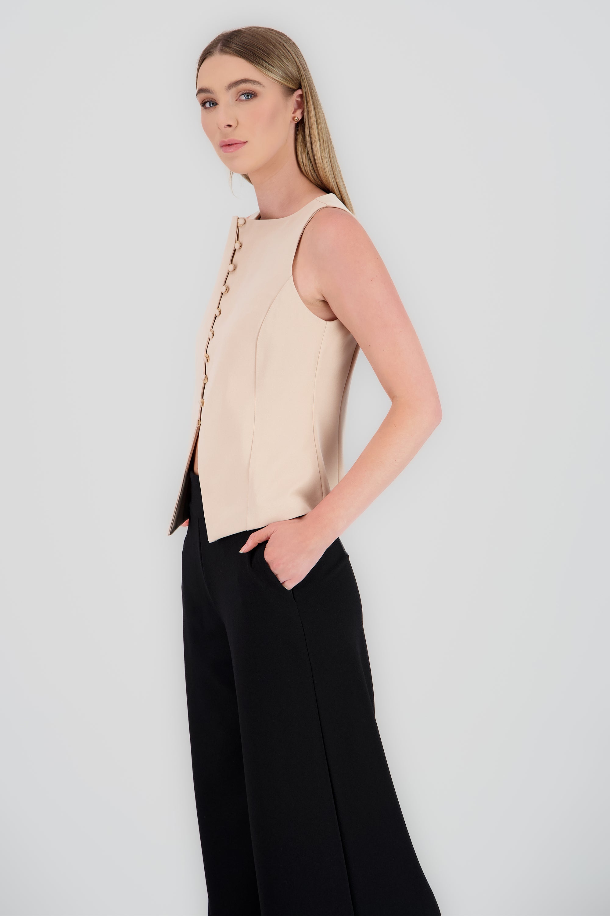 Chaleco sastre con botones chicos Hypsters BEIGE