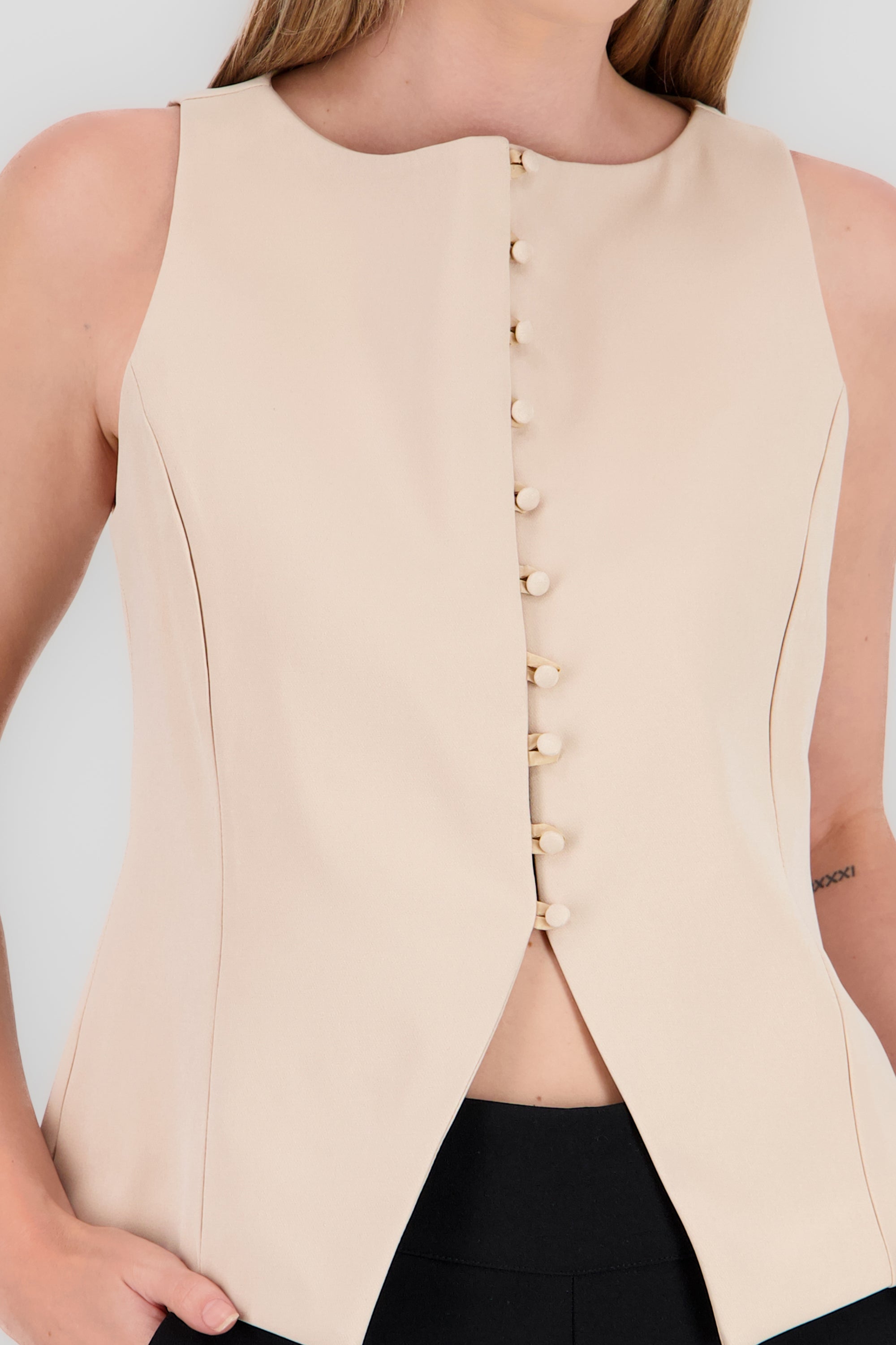 Chaleco sastre con botones chicos Hypsters BEIGE