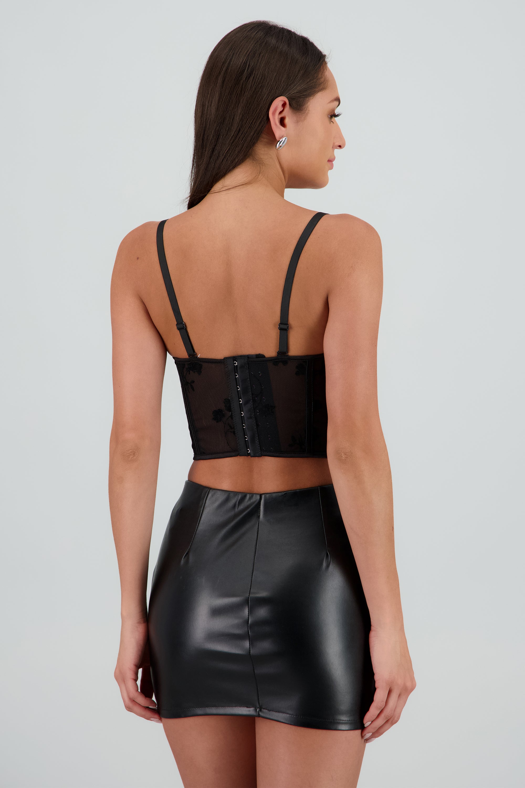 Corset mesh flock detalle plisado copas