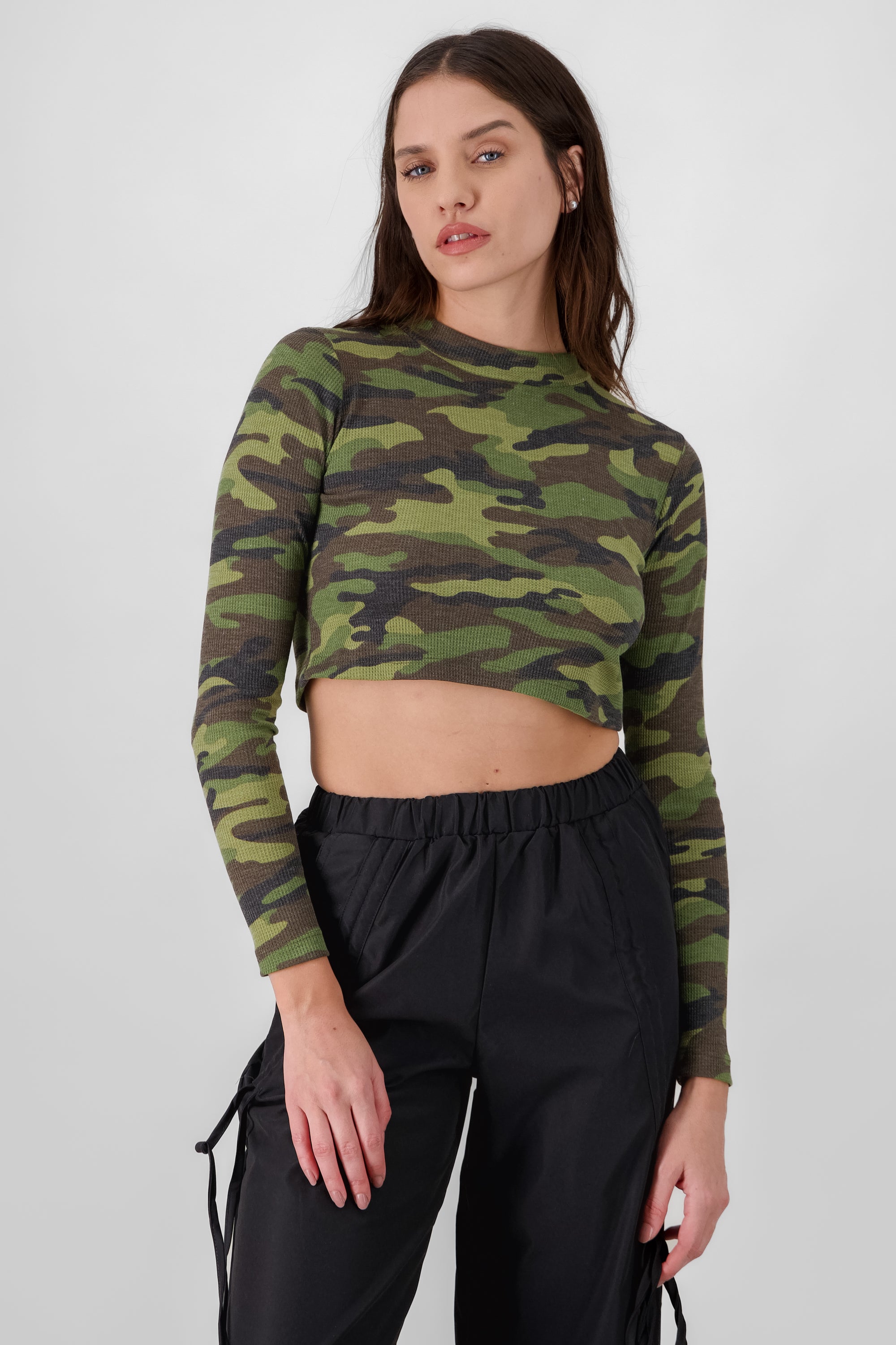 Estilo Militar Blusa De Camuflaje Mujer Blusa Verde Outfit Camisa