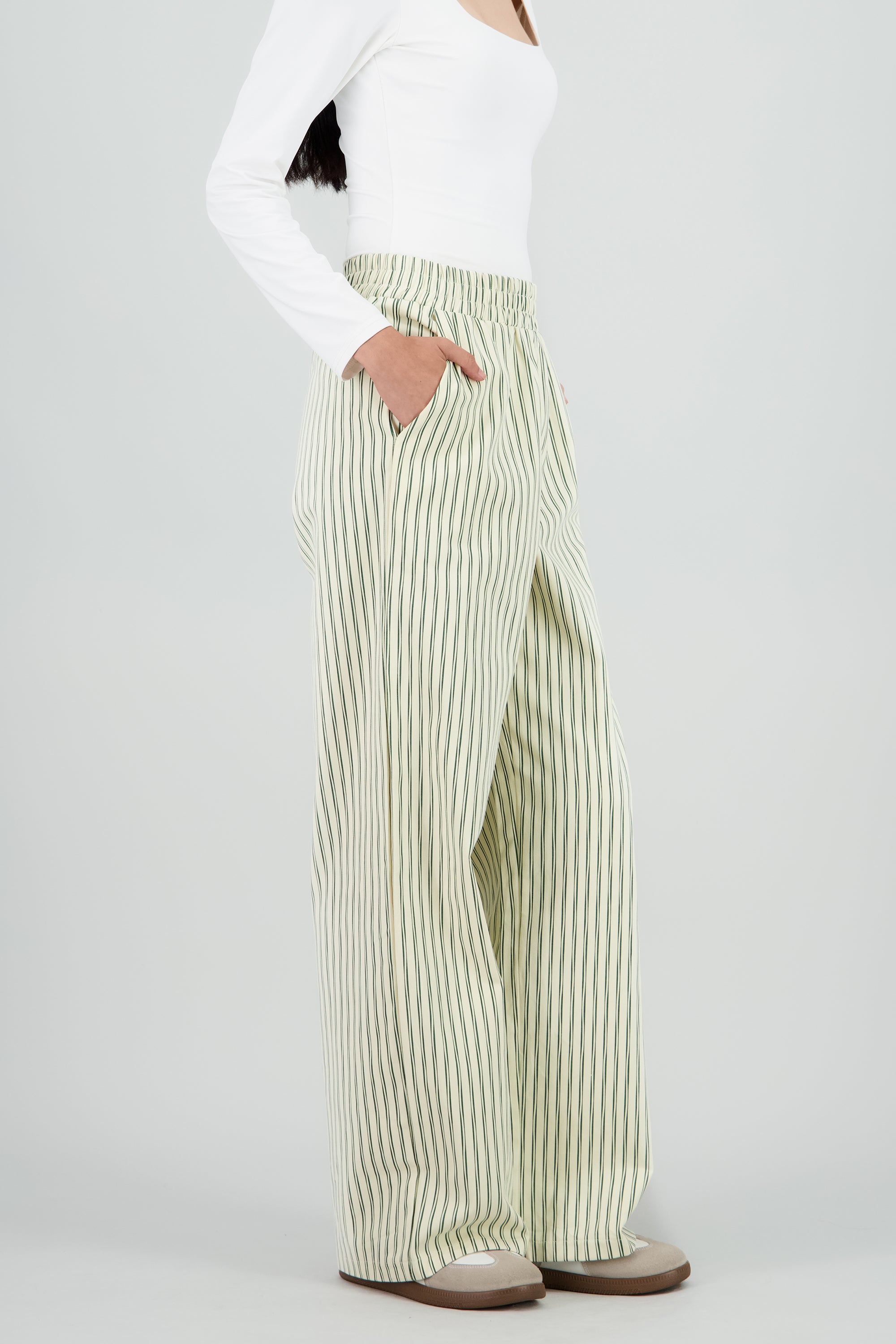 Pantalon wide leg rayas