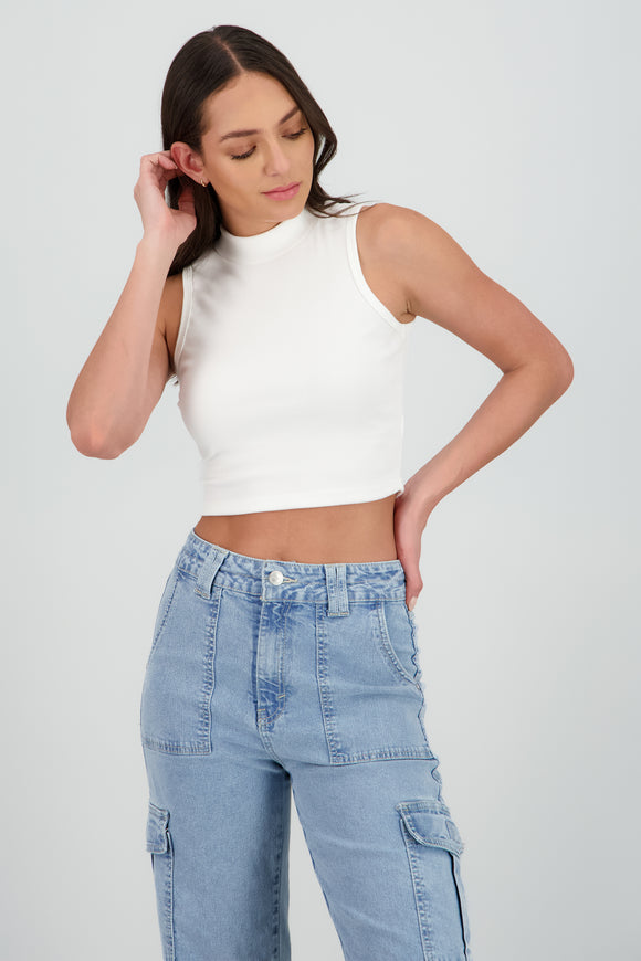 Top suave rib sin manga