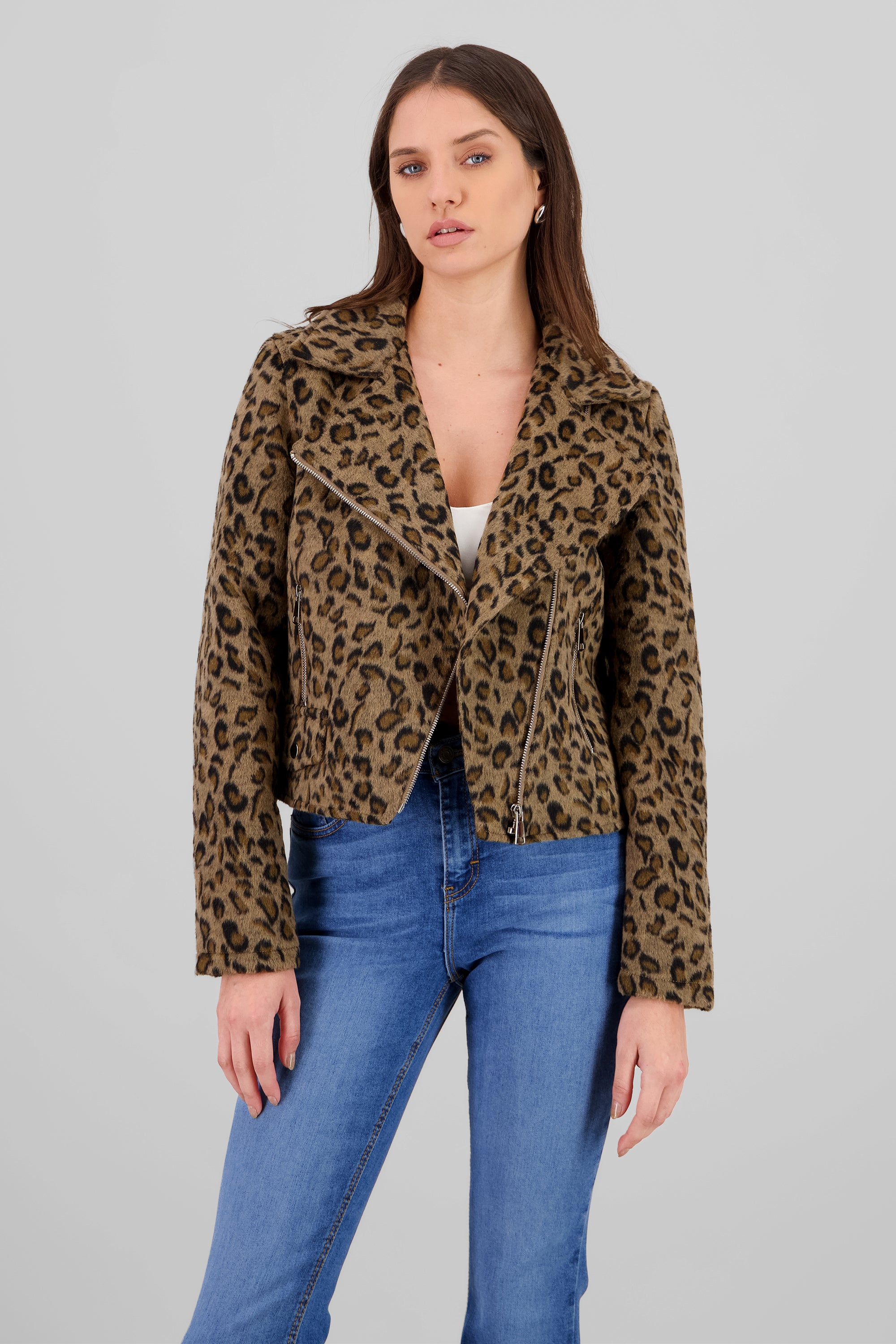 Chamarra biker animal print