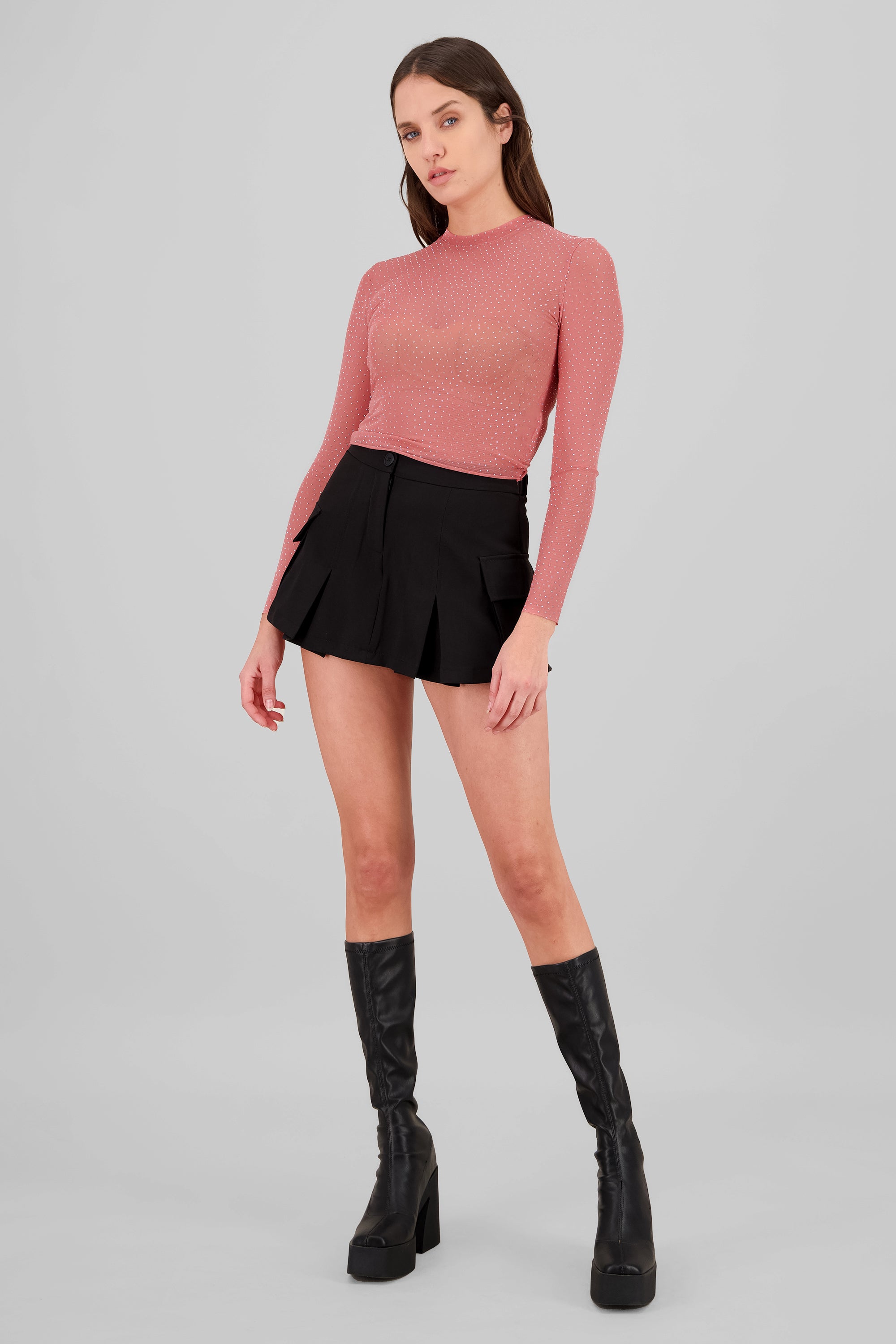 Falda short cargo tableada - Main Image