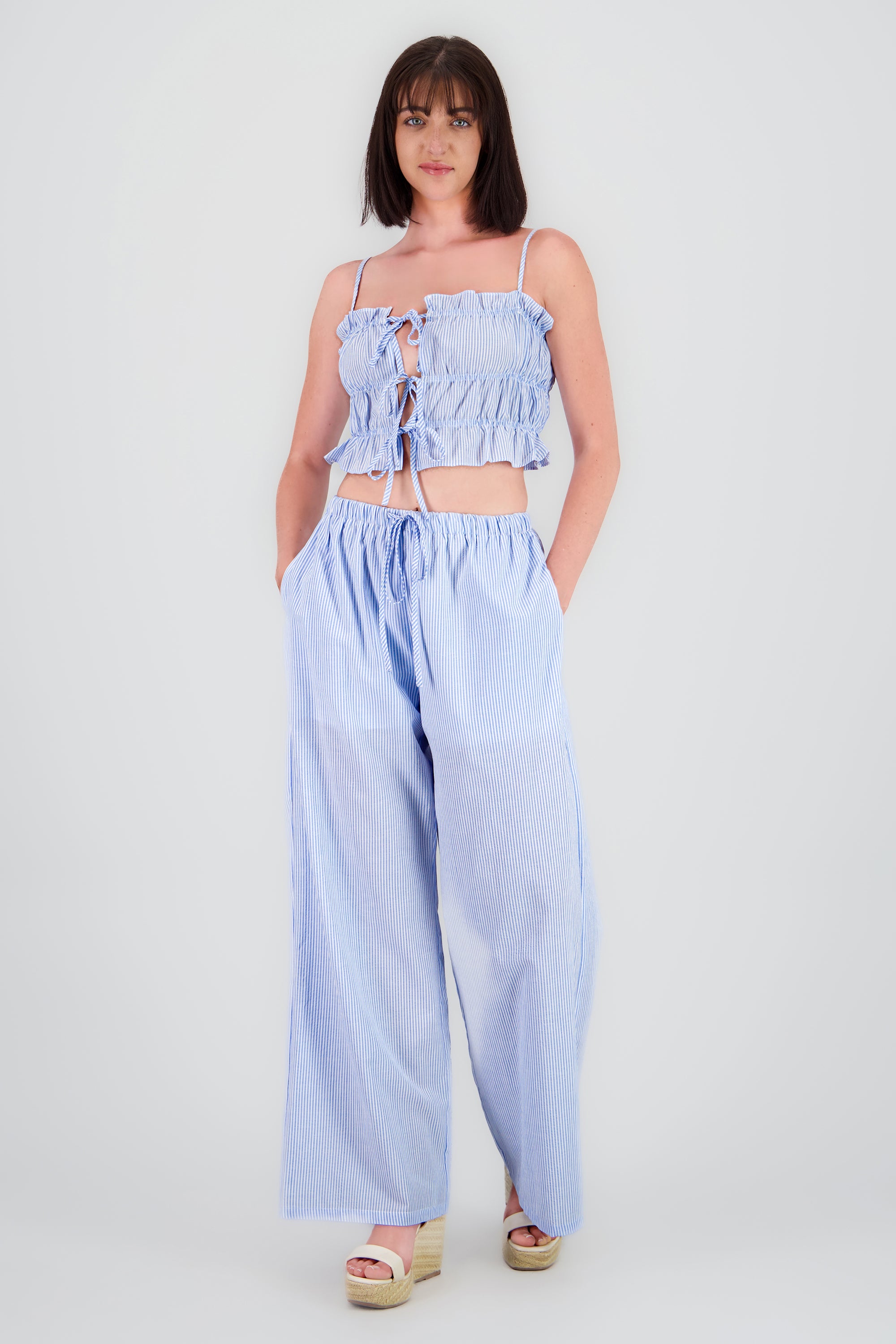 Pantalones de algodon rayas - Main Image