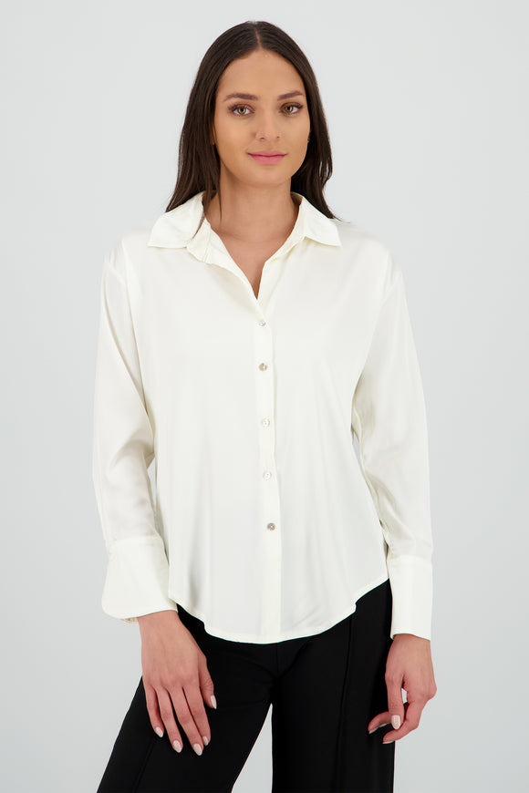 Camisa oversize cuello satin