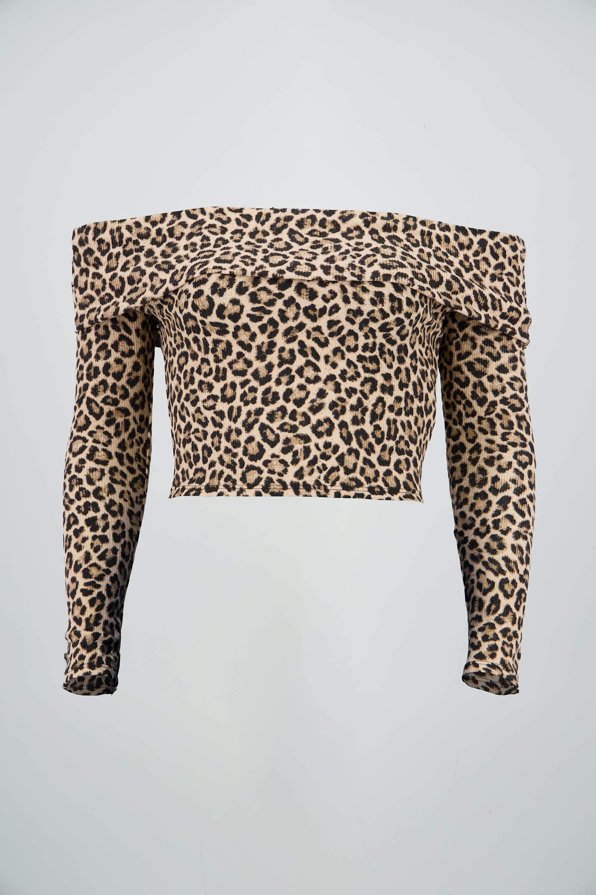 Top off shoulder leopardo manga larga