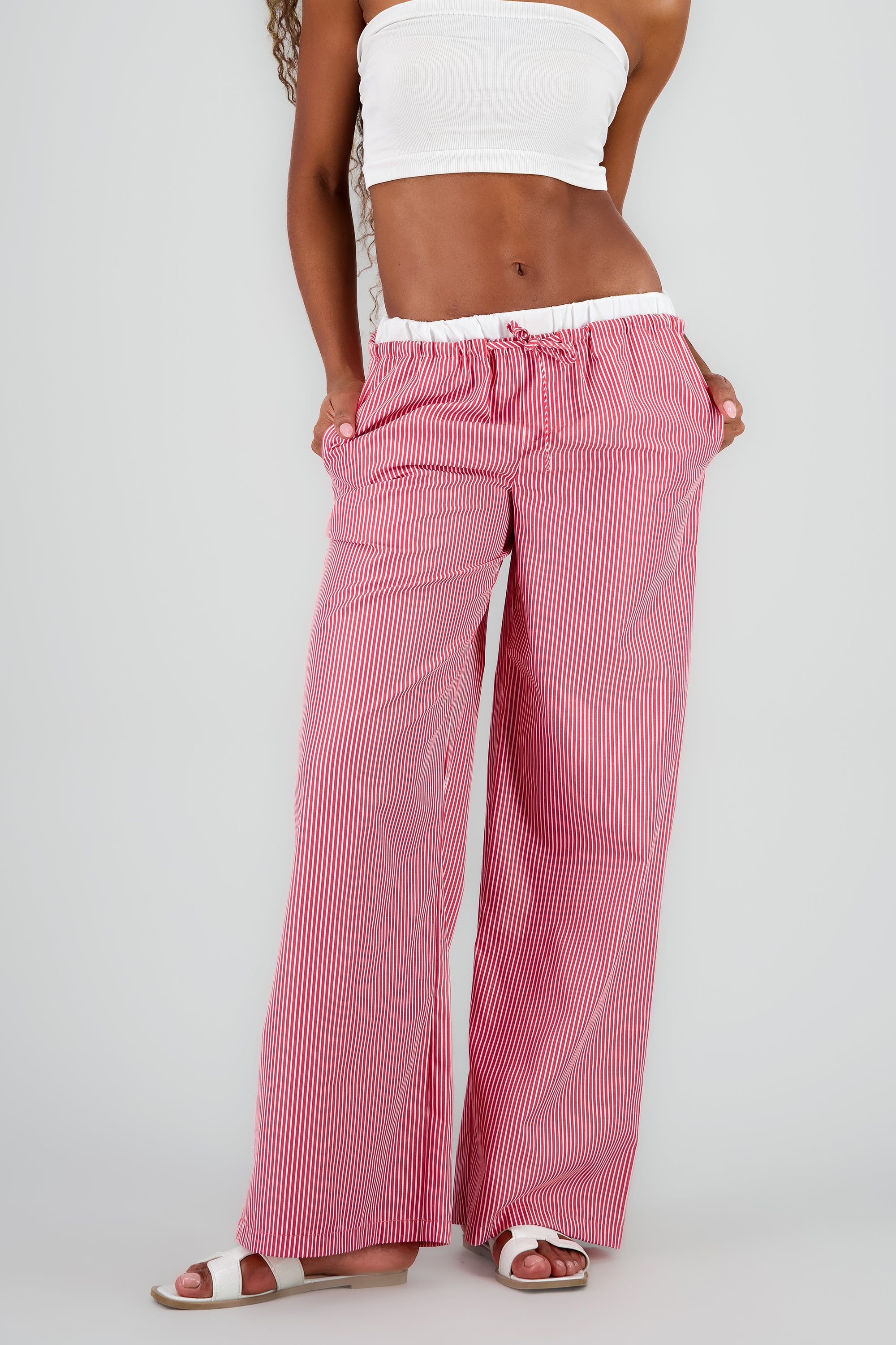Pantalon amplio rayas ROJO COMBO