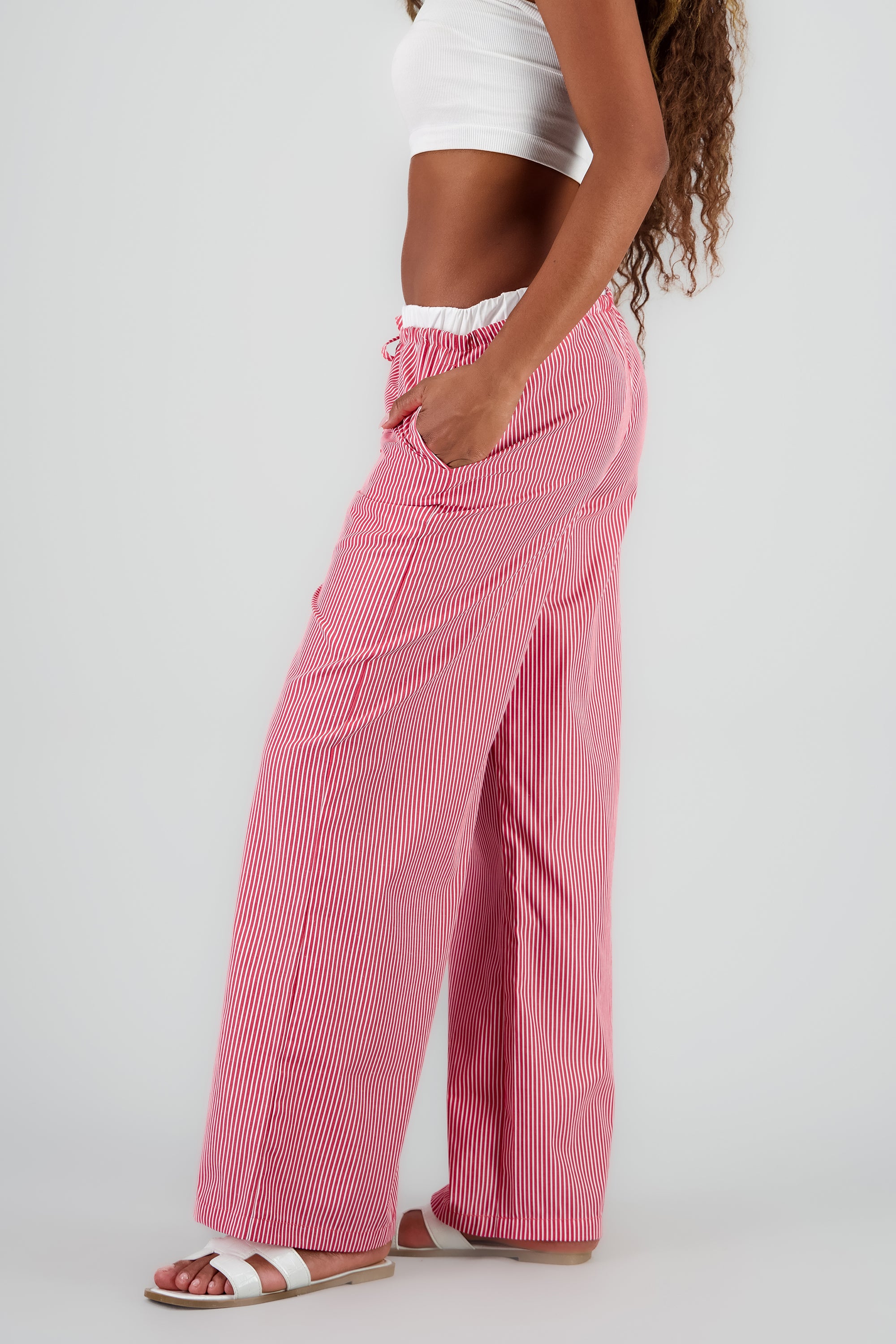 Pantalon amplio rayas ROJO COMBO