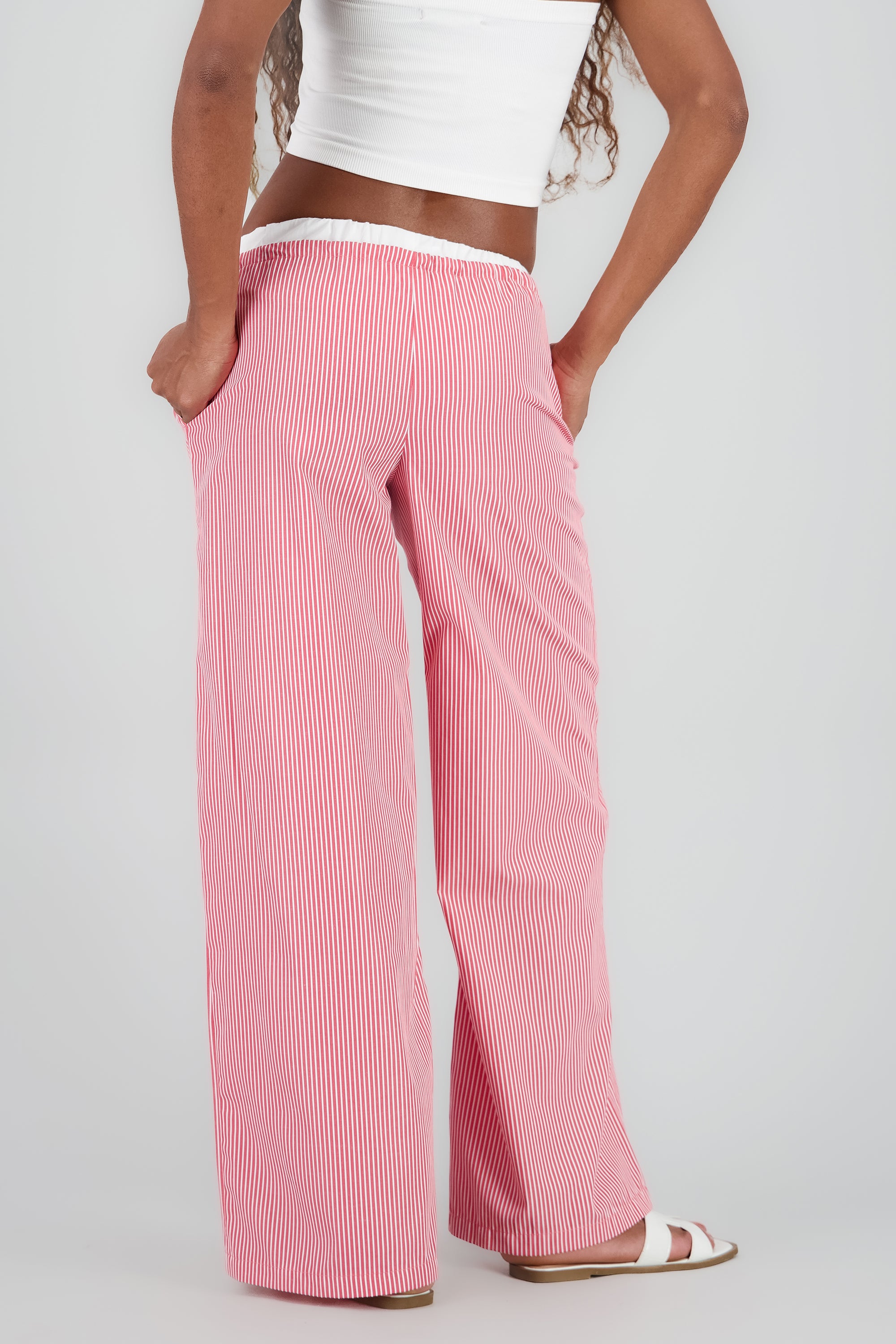 Pantalon amplio rayas ROJO COMBO