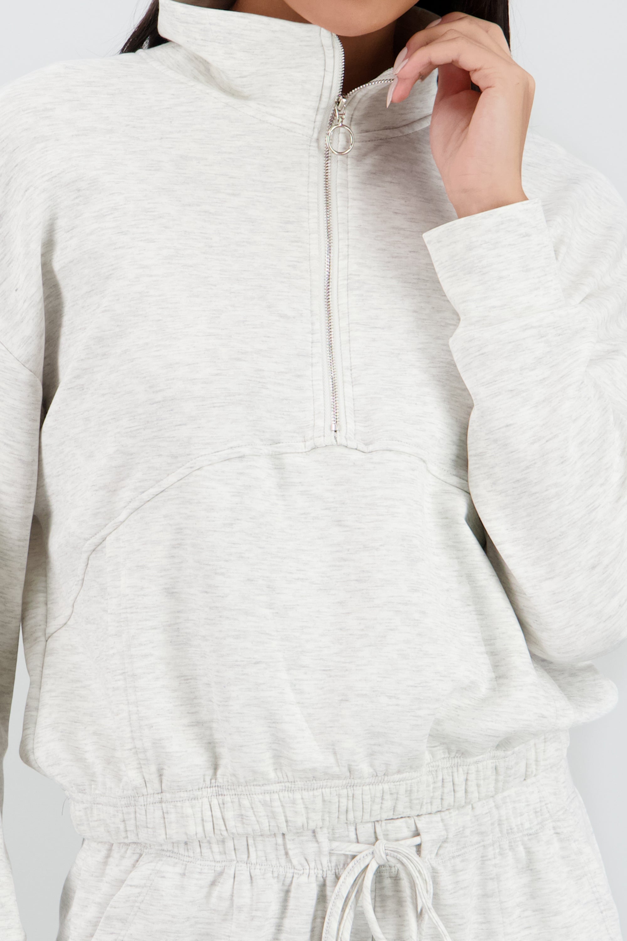 Sudadera cuello alto con cierre CREMA