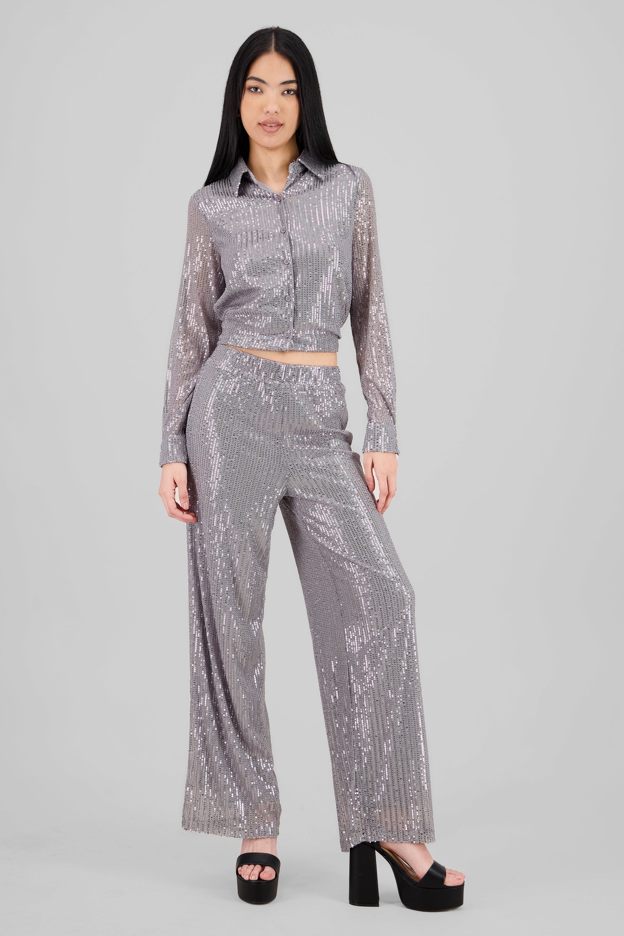 Pantalon amplio brillos