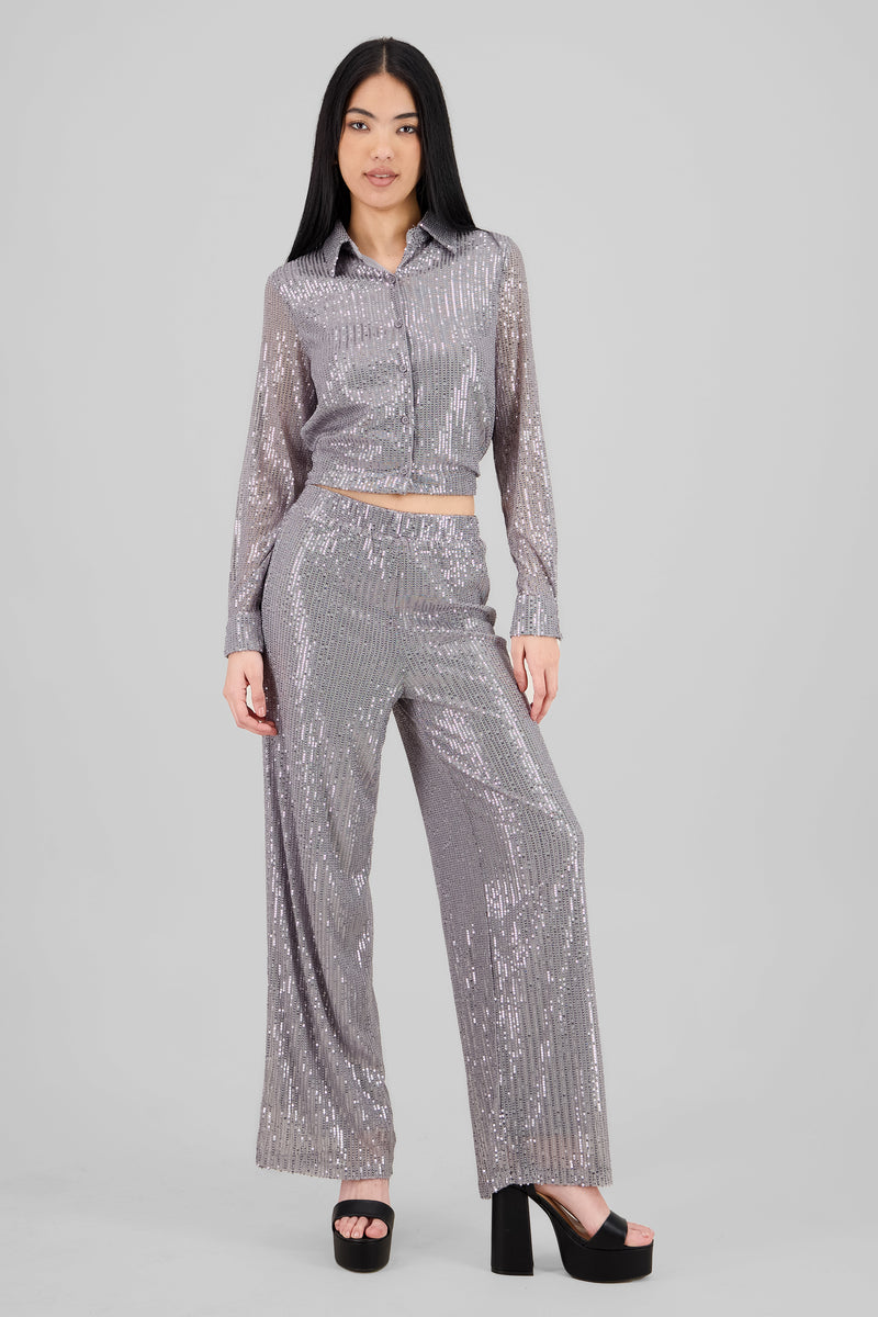 Pantalon amplio brillos