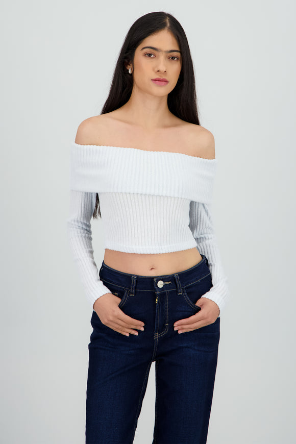 Top off shoulder liso tipo rib