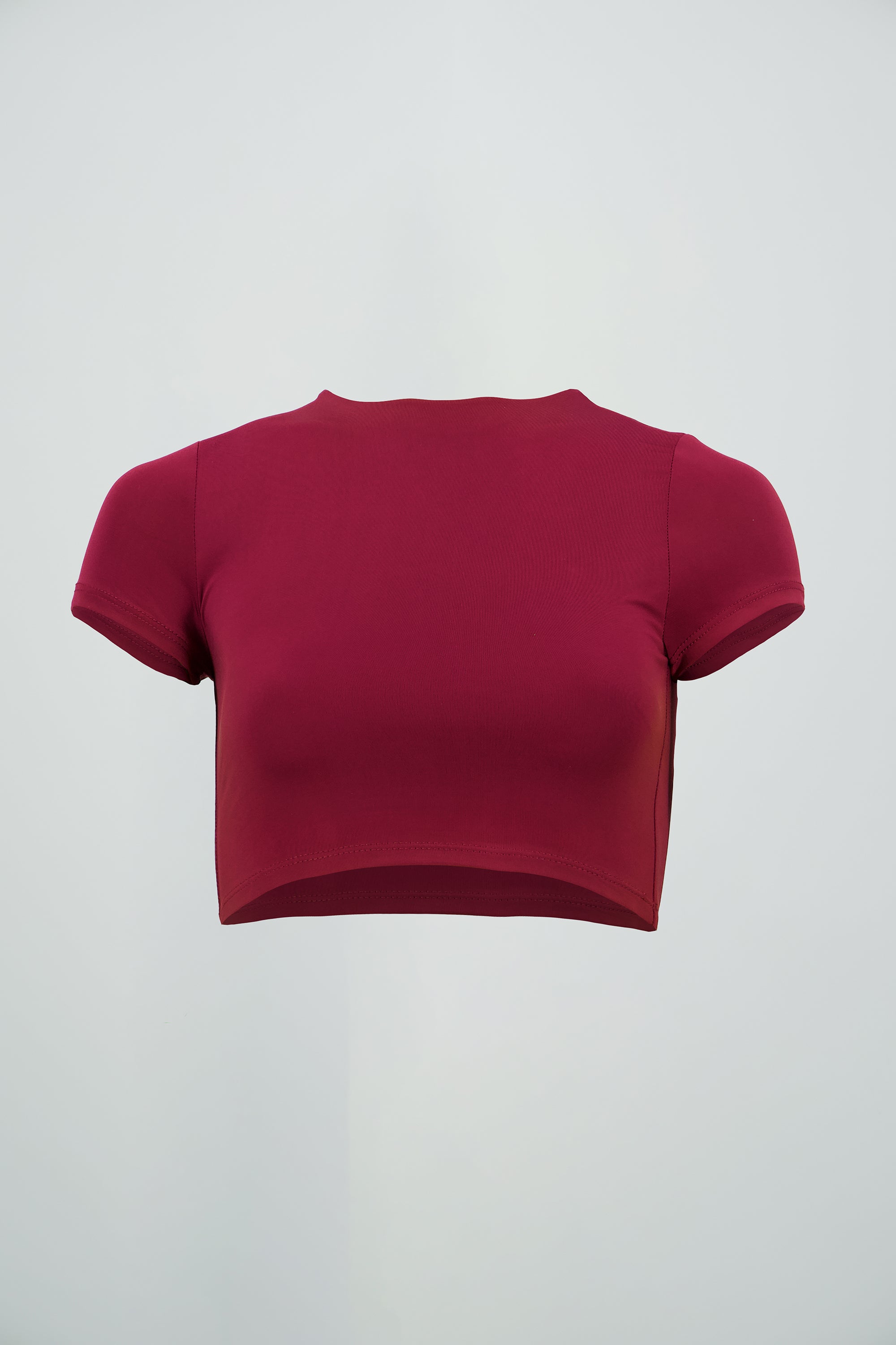 Top crop doble tela manga corta