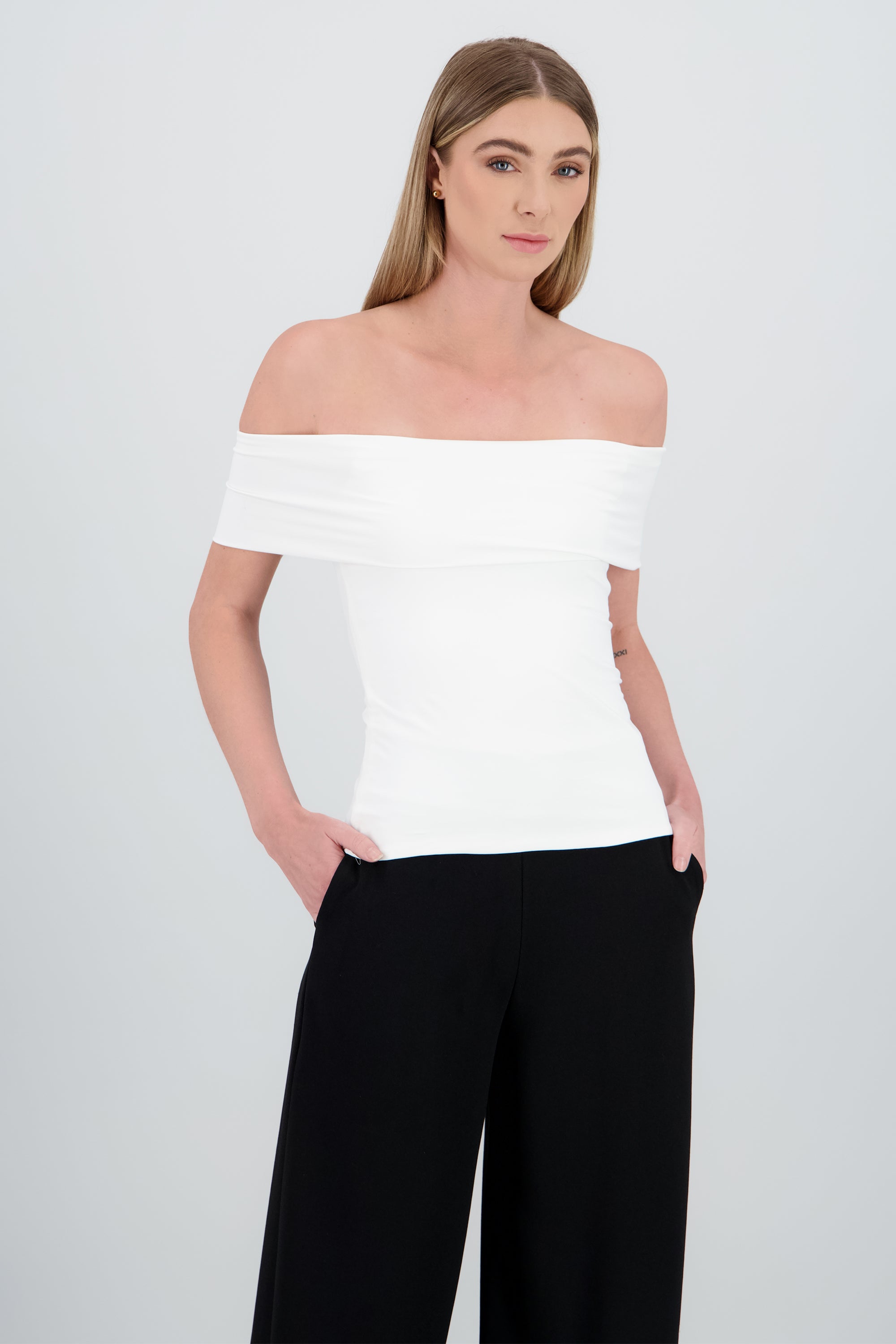 Top liso flap HUESO
