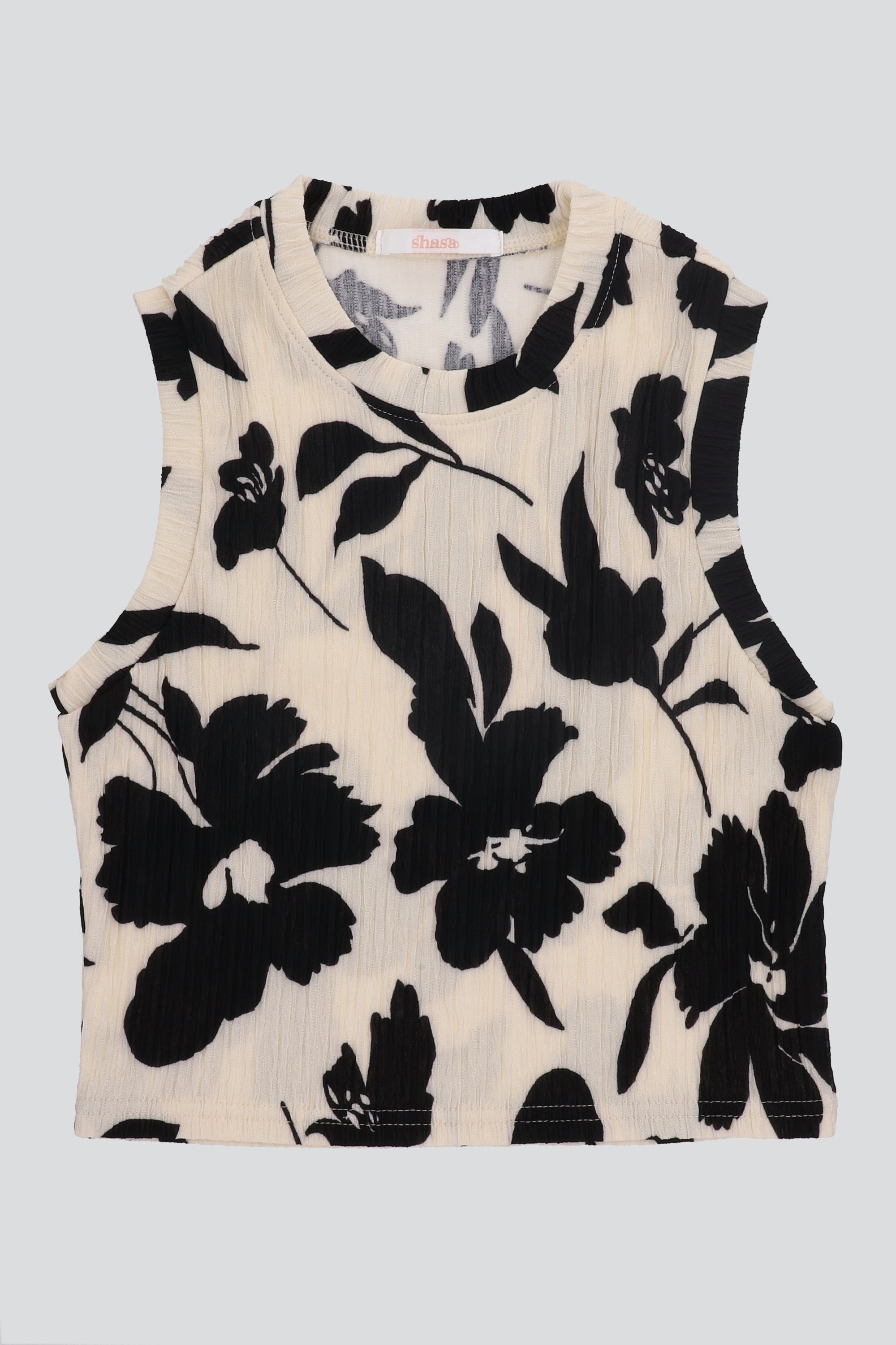 Top textura flores tropicales