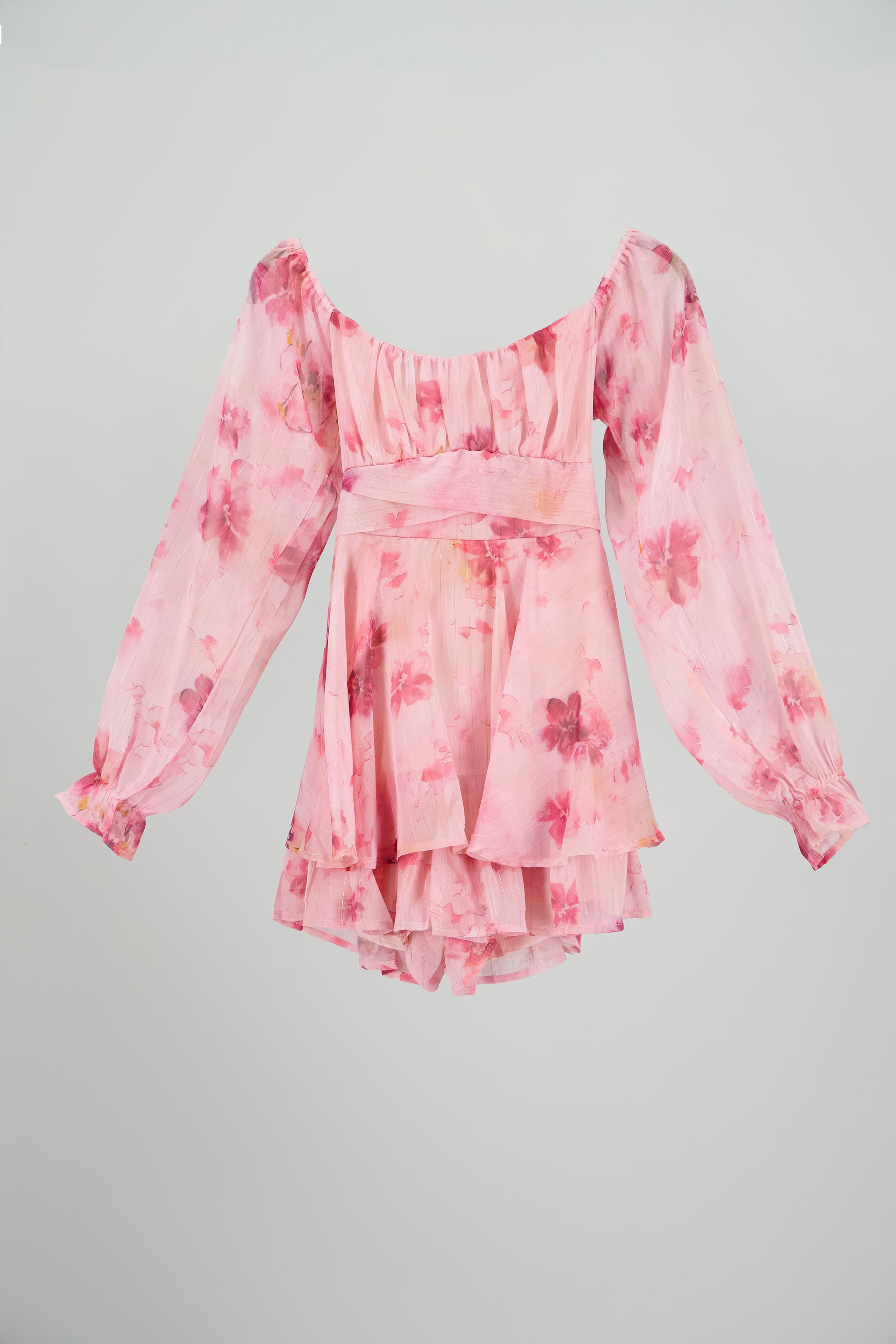 Vestido de flores manga larga con olanes