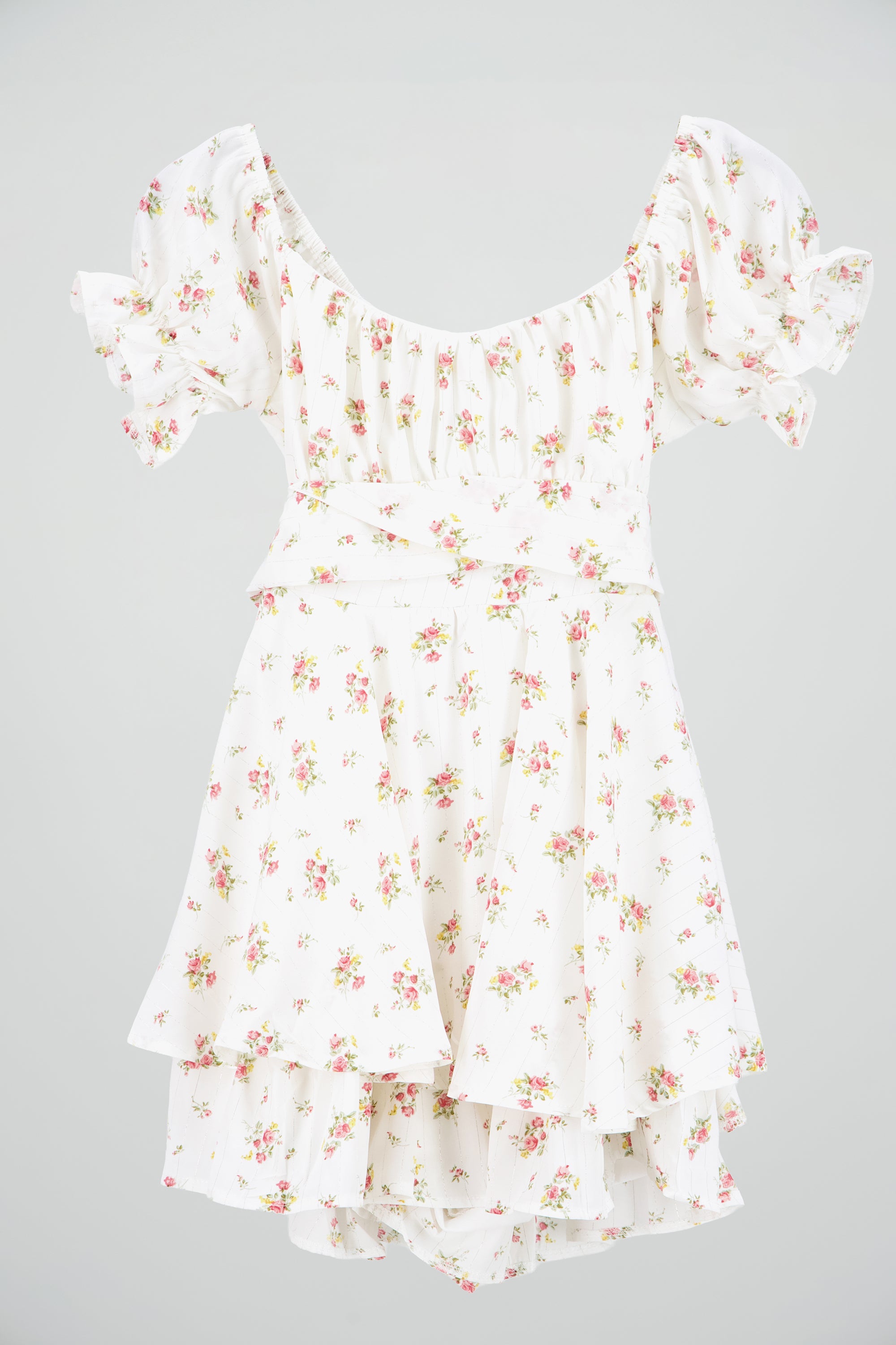Romper olanes flores con rayas lurex