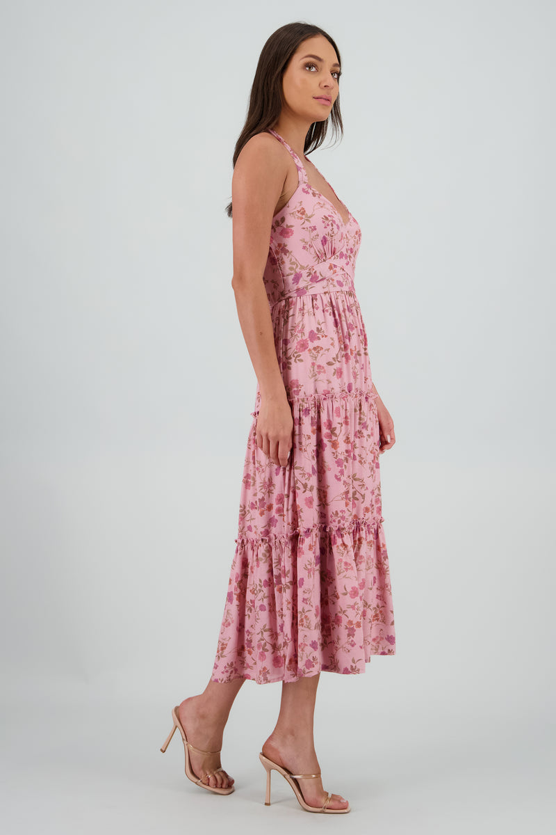 Vestidos máximos de satén estilo A-line con cuello halter y bolsillos Azul Royal Tallas Grandes