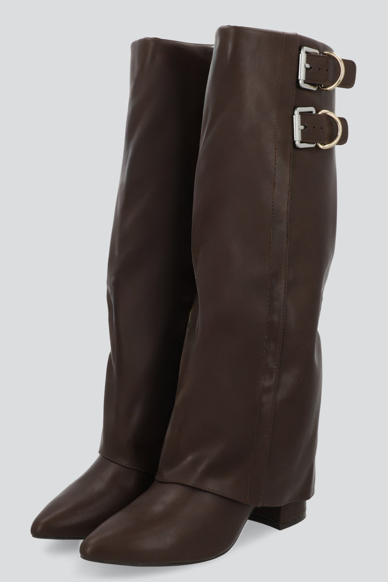 Bota funda alta hebillas