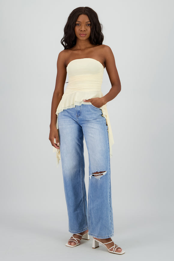 Top strapless drapeado